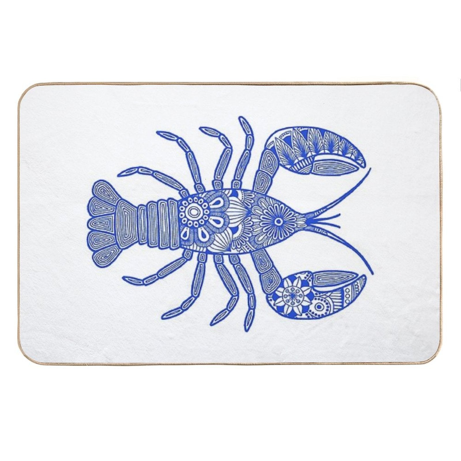 Lobster (blue And White, Horizontal) Bath Mat