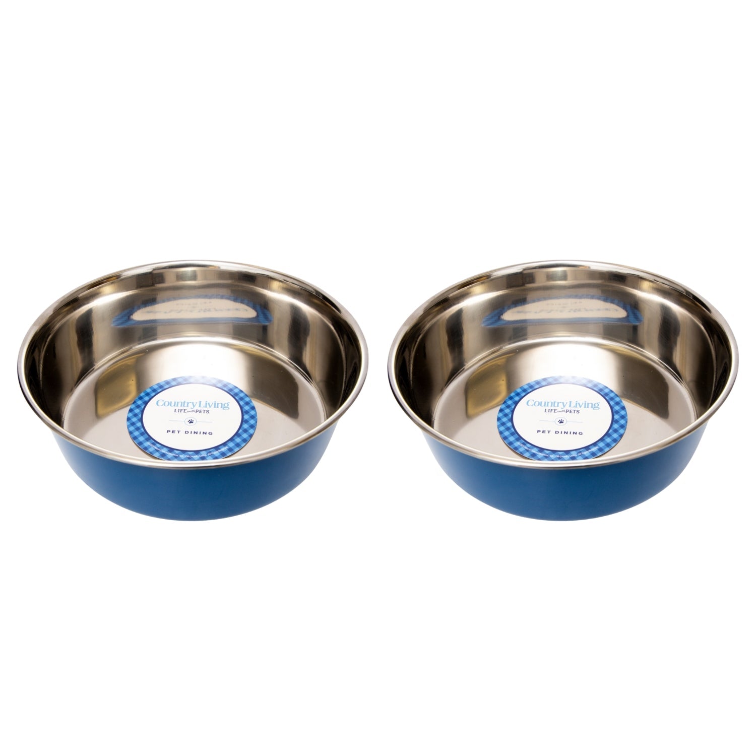 Country Living Set of 2 Heavy Gauge Stainless Steel Dog Bowls - Perfect for Food &amp;amp; Water