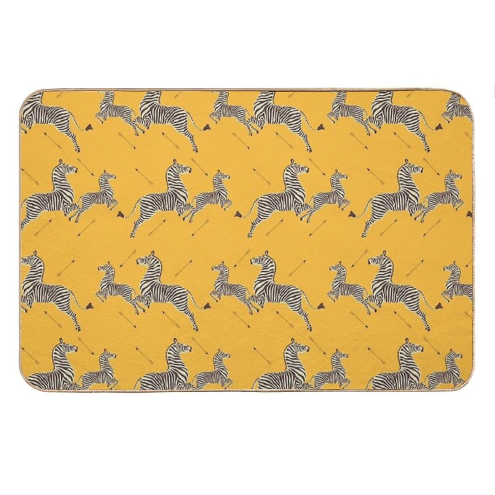 Zebra Wallpaper - Mustard Yellow - Royal Tenenbaums Margot Bath Mat