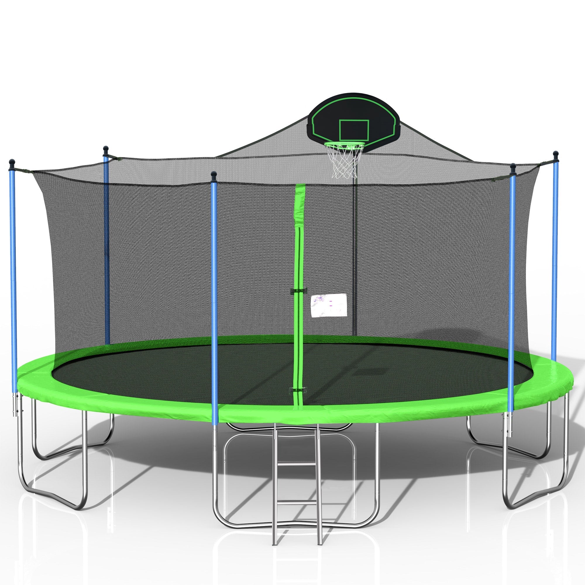 16FT Trampoline for Adults &amp;amp; Kids with Basketball Hoop, Outdoor Trampolines w/Ladder and Safety Enclosure Net for Kids and Adults