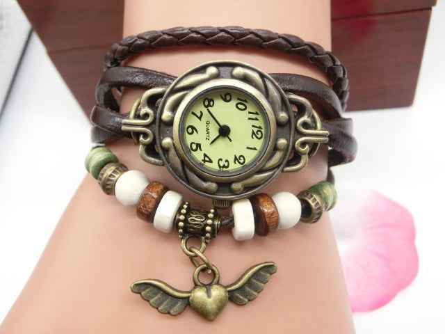 Vintage Heart Bracelet Watch - Casual Flying Pendant Timepiece