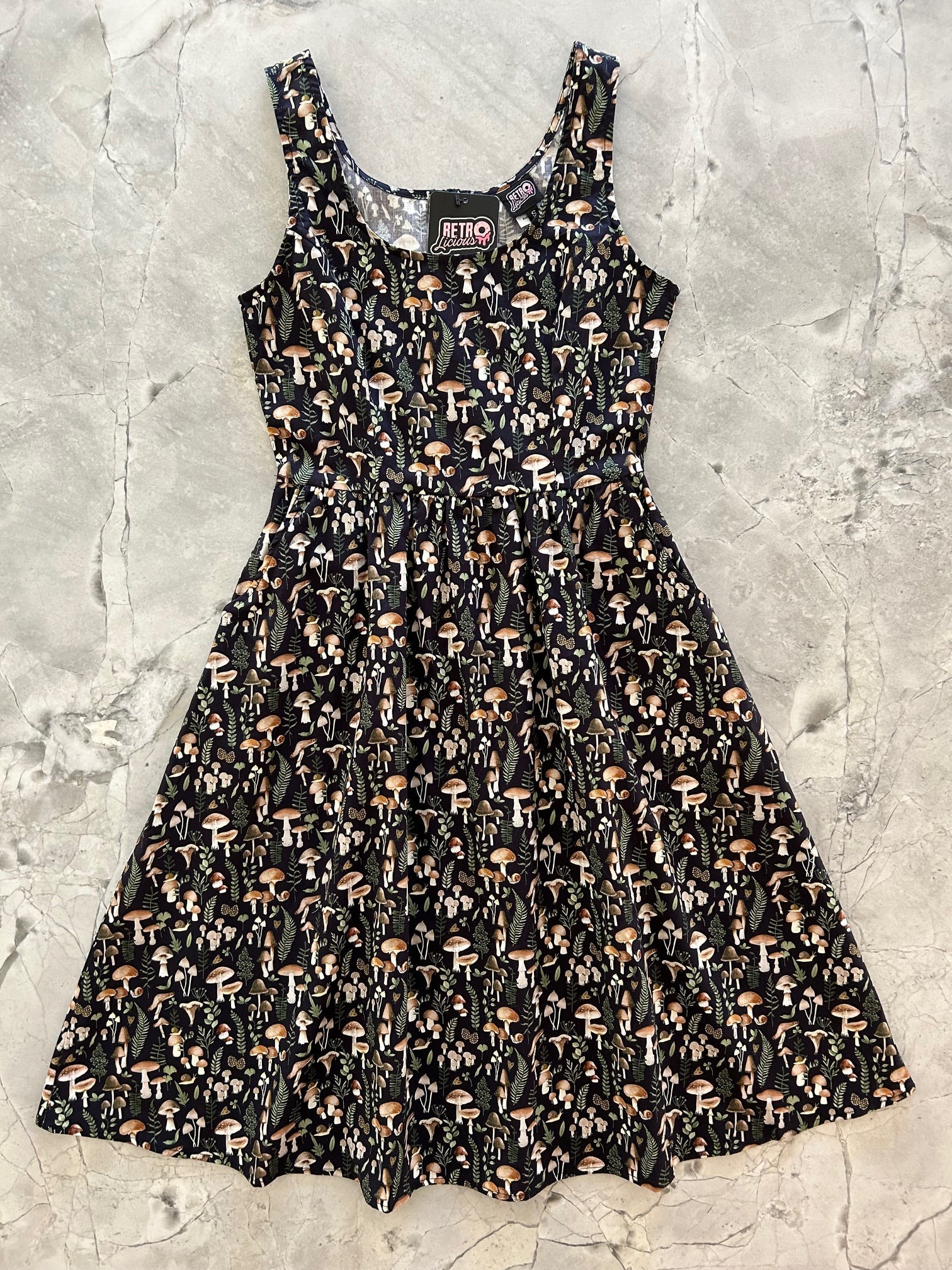 Mushrooms Fit &amp;amp; Flare Dress - XS only, 1 left!