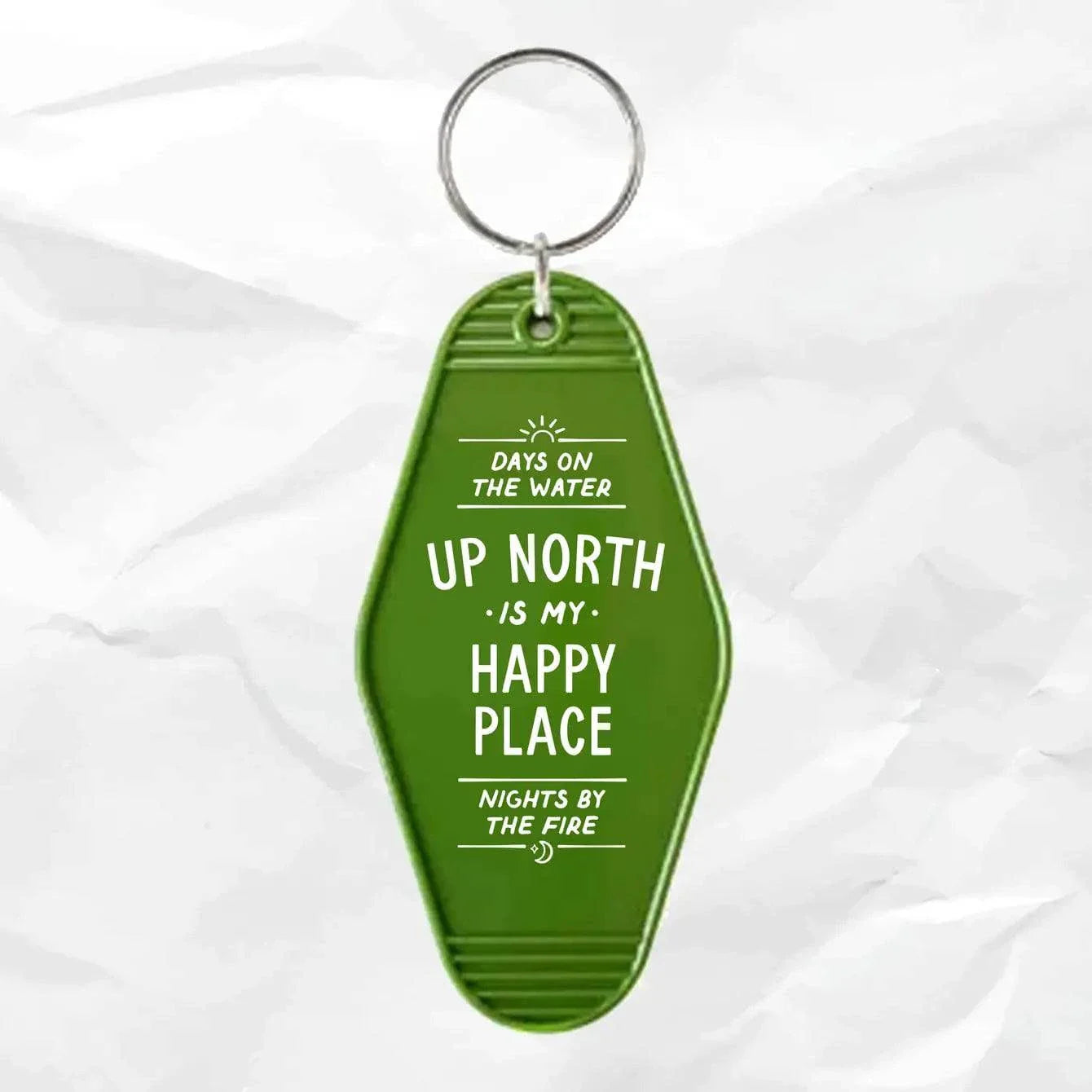 Up North is my Happy Place Vintage Inspired Motel Keychain