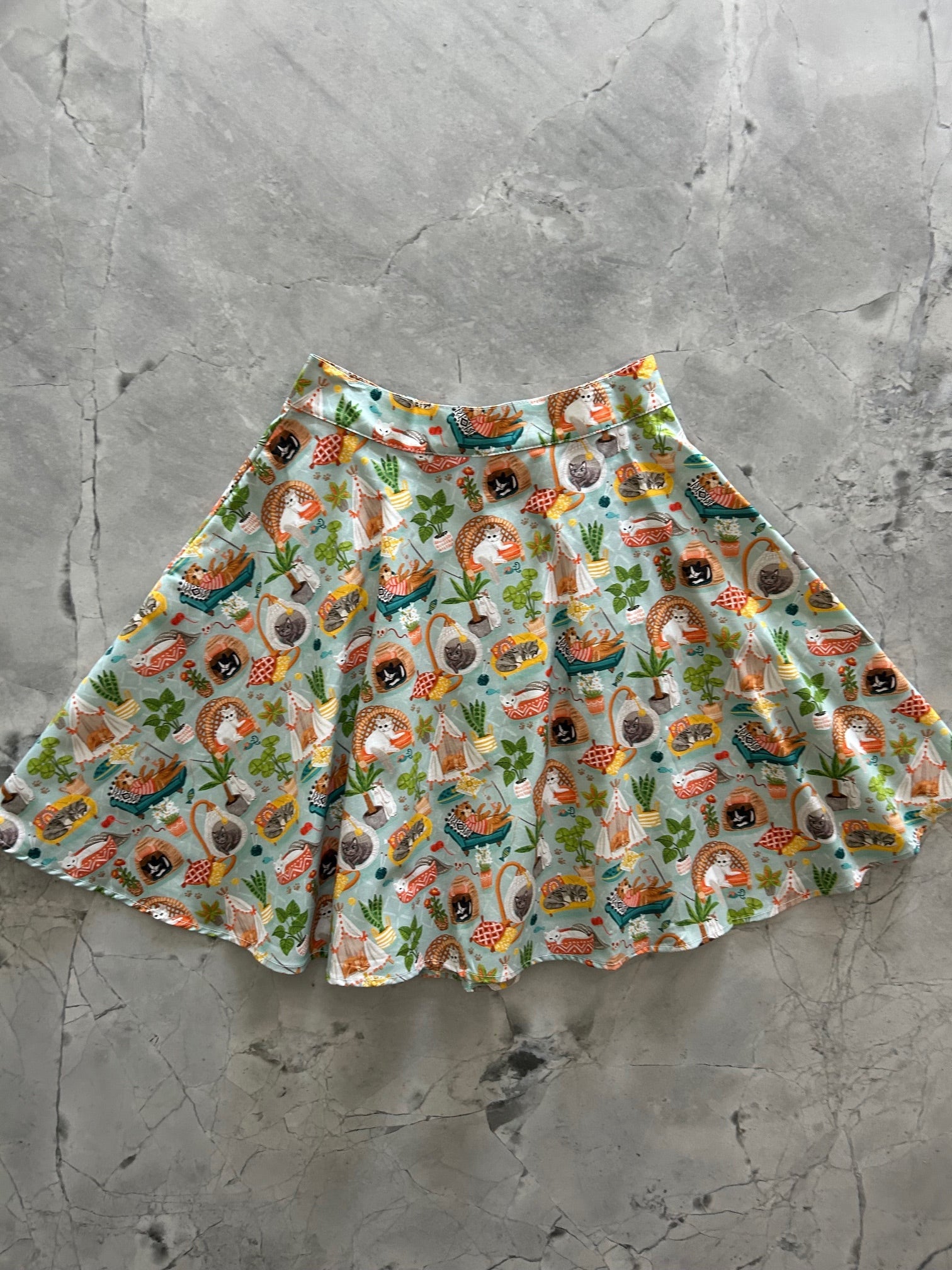Cats &amp;amp; Plants Skater Skirt