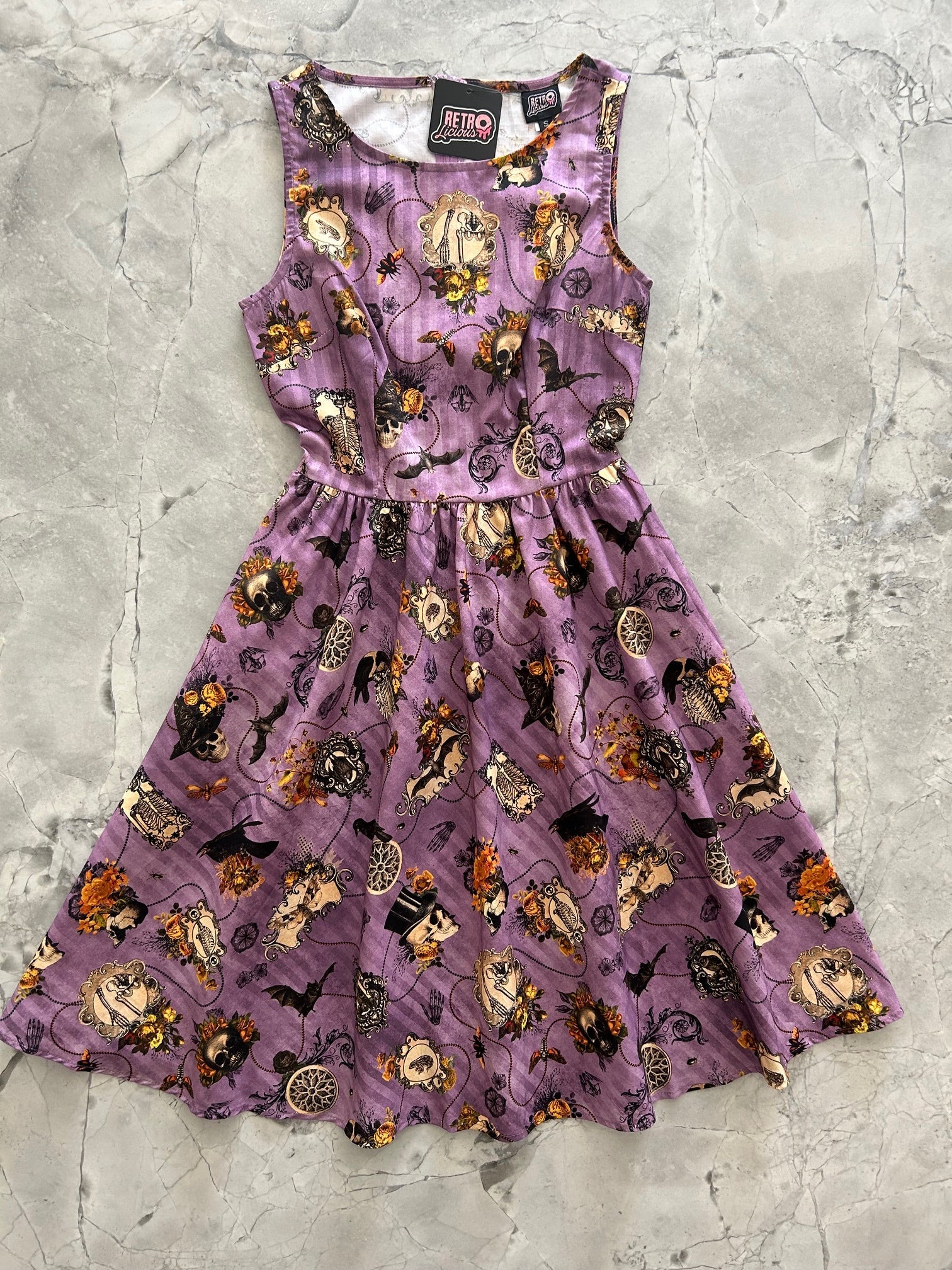 Purple Skull Vintage Dress - XS only, 1 left!