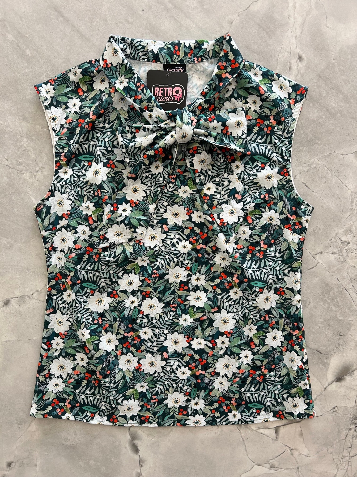 Winter Floral Bow Top