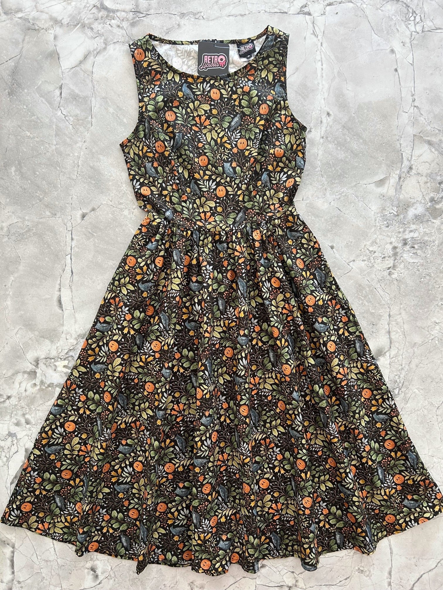 Pumpkin Foliage Midi Dress - 1X only