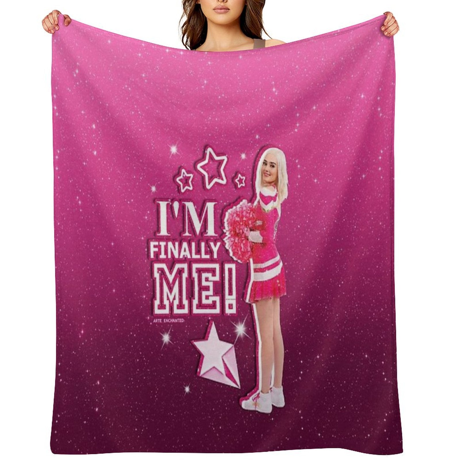 Zombies 3 - Addison I&amp;#39;m Finally Me Pink Glitter Throw Blanket