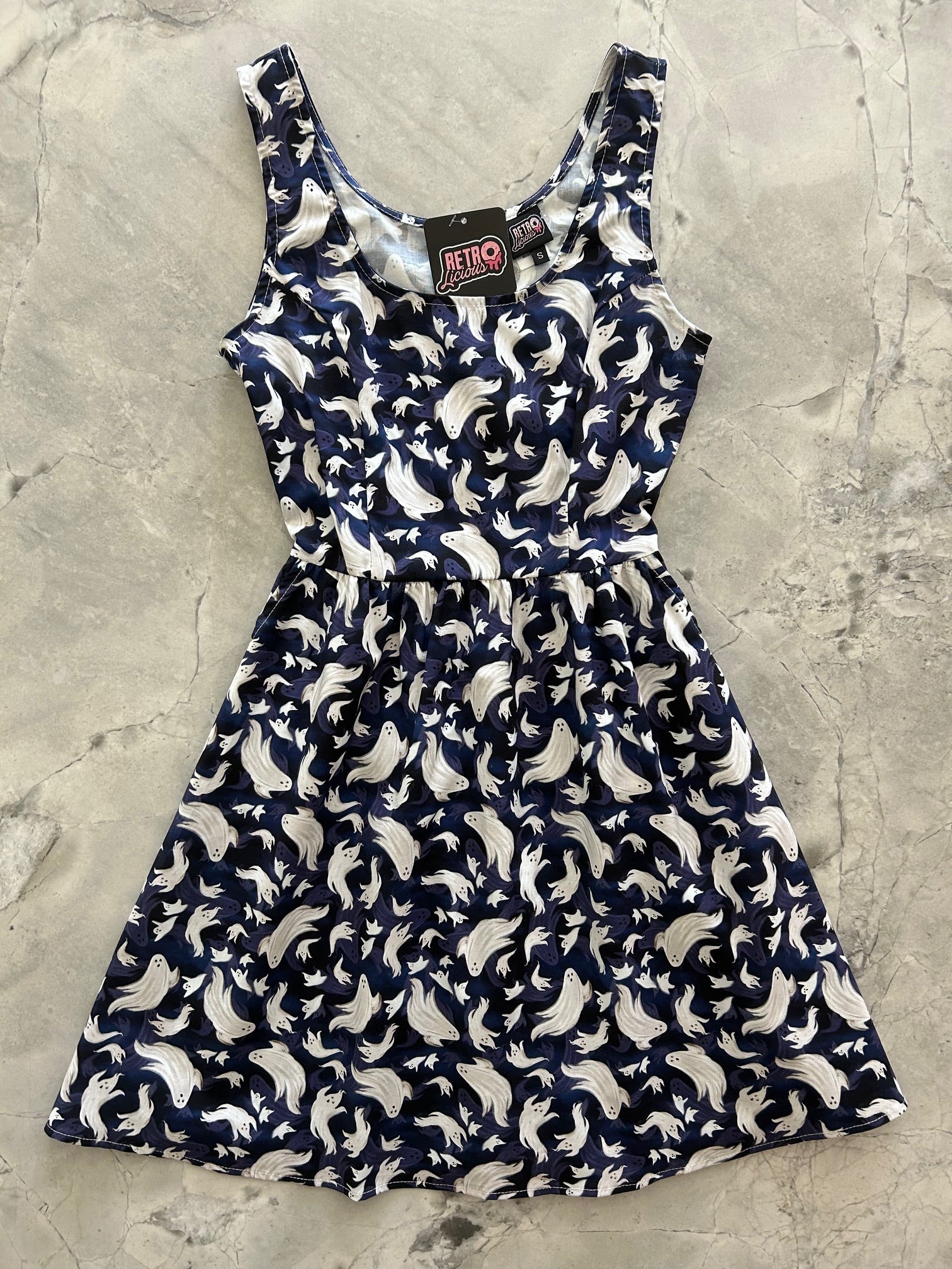 Flying Ghosts Shorter Length Fit &amp;amp; Flare Dress