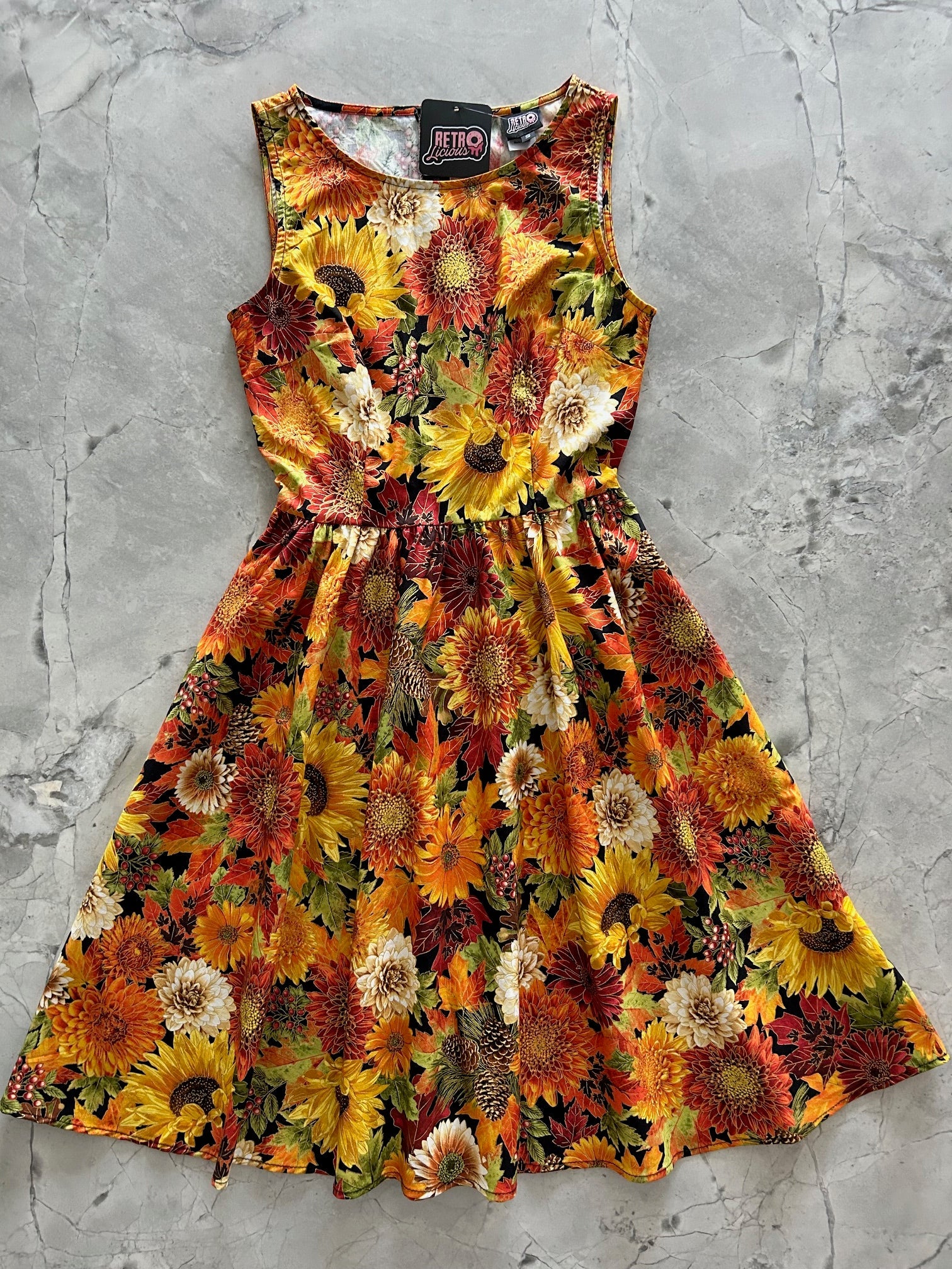Sunflower Floral Vintage Dress