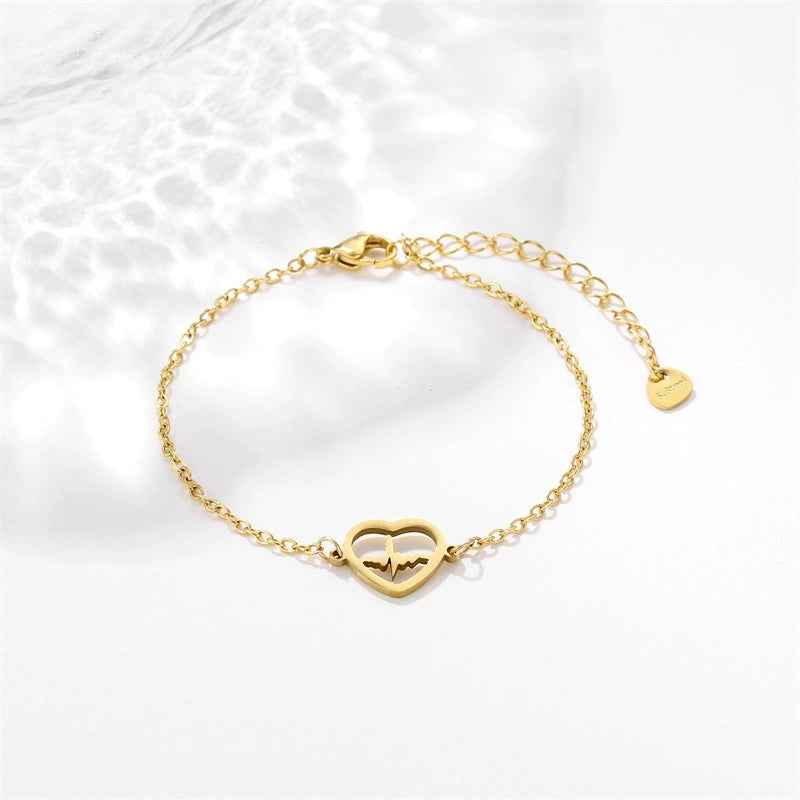 Women’s ECG Titanium Steel Bracelet - Elegant Gold and Silver Health Accessory for Stylish Women