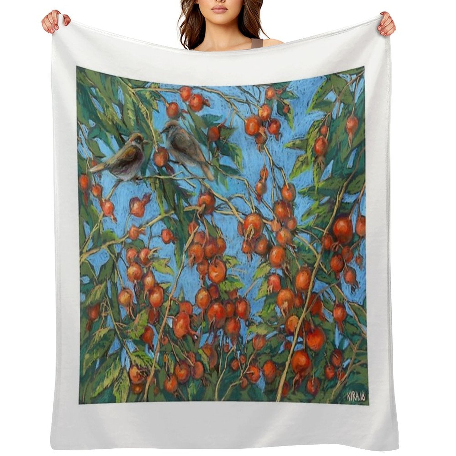 Sparrow Among In A Dog Rose Bush Throw Blanket