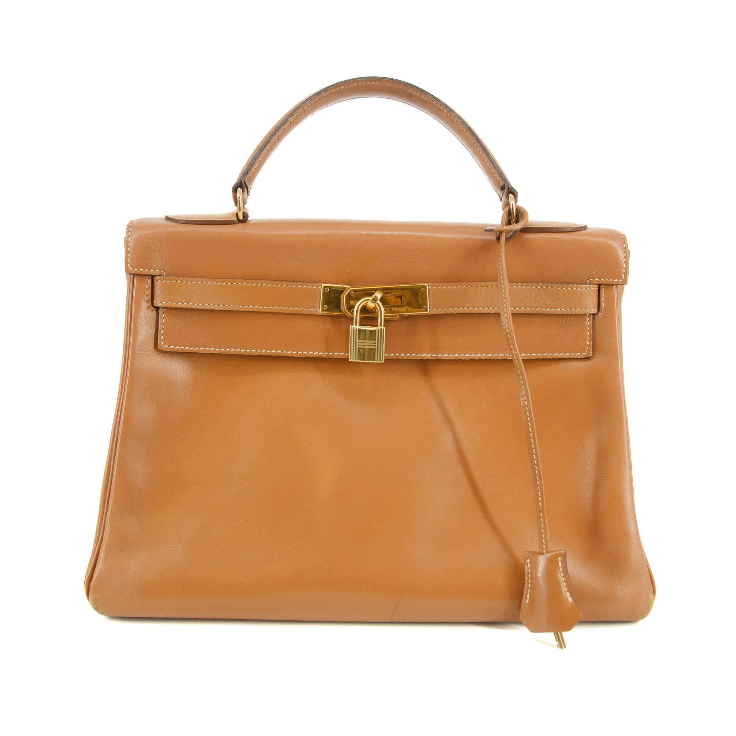 Hermes Kelly 32 Boxcalf Brown Handbag Year 1986 #5775