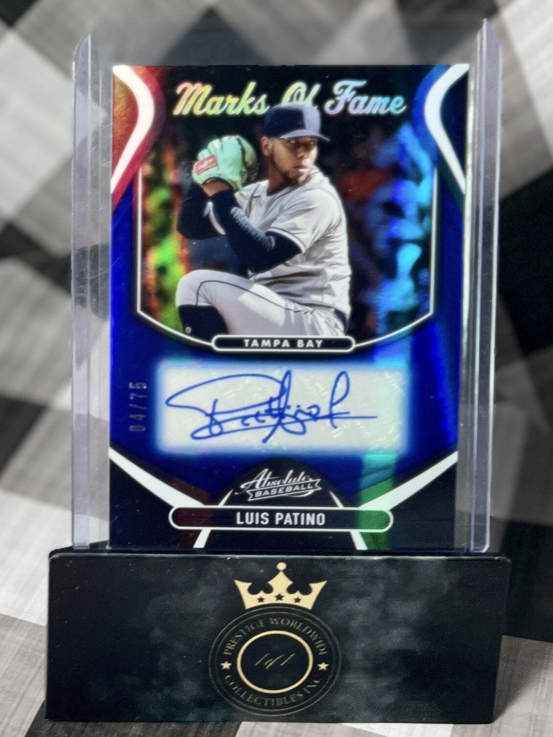 Luis Patino 2022 Absolute Marks of Fame Spectrum Blue Auto /75 #MOF-LP TB Rays