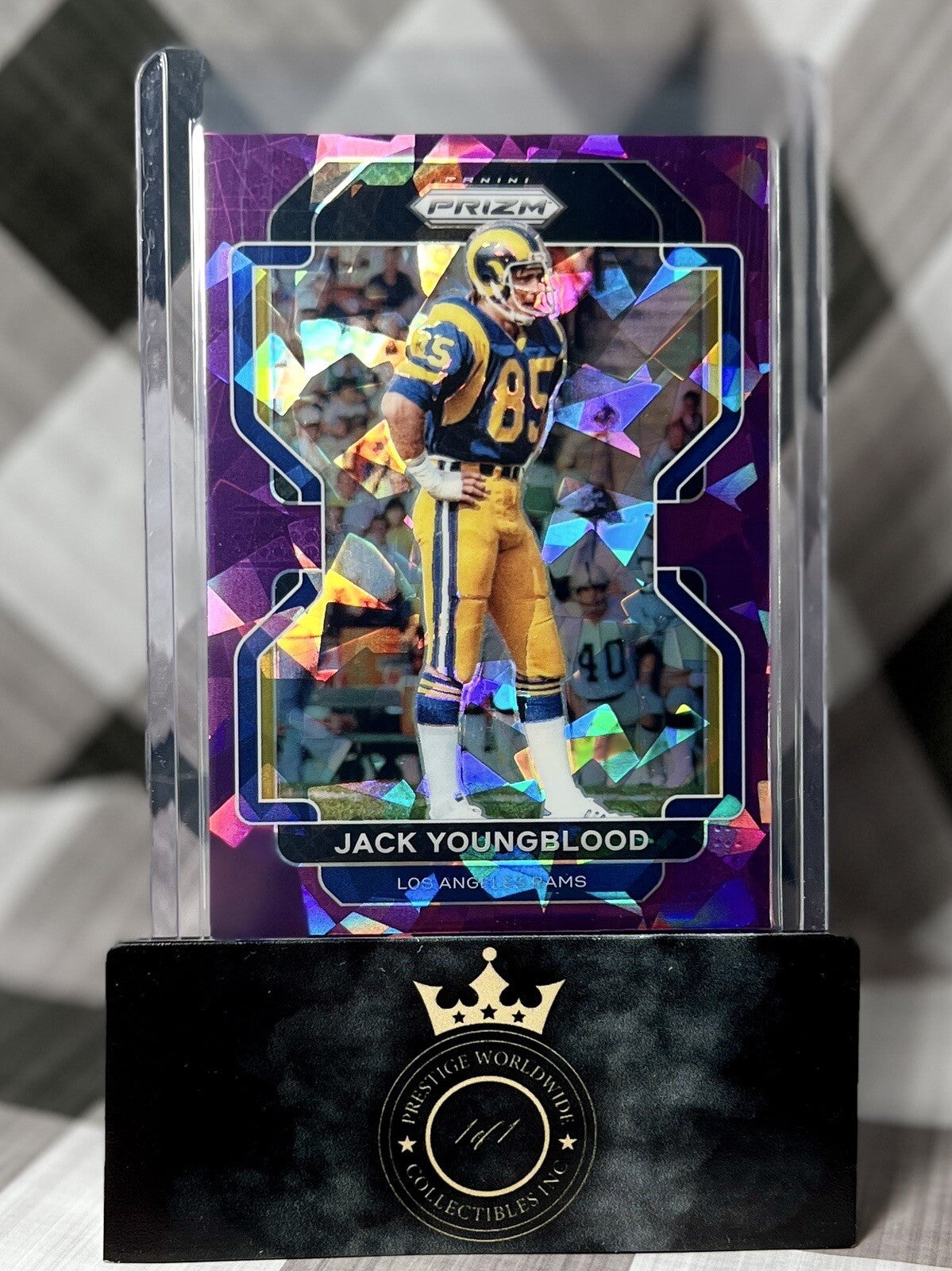 Jack Youngblood 2021 Panini Prizm Purple Cracked Ice /225 #73 Los Angeles Rams
