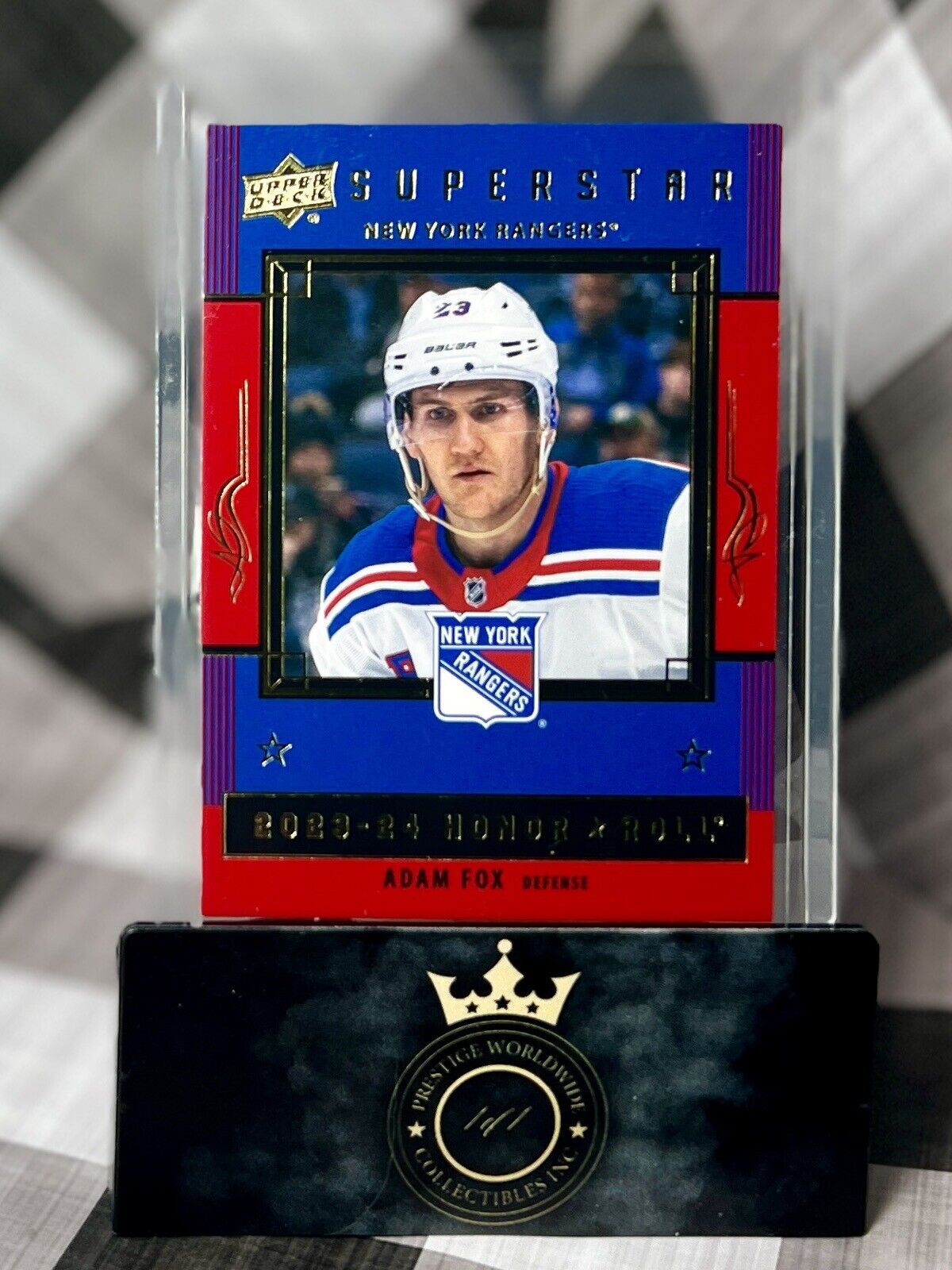 Adam Fox 2023-24 Upper Deck Series 1 Red Superstar Honor Roll #HR-5 NY Rangers