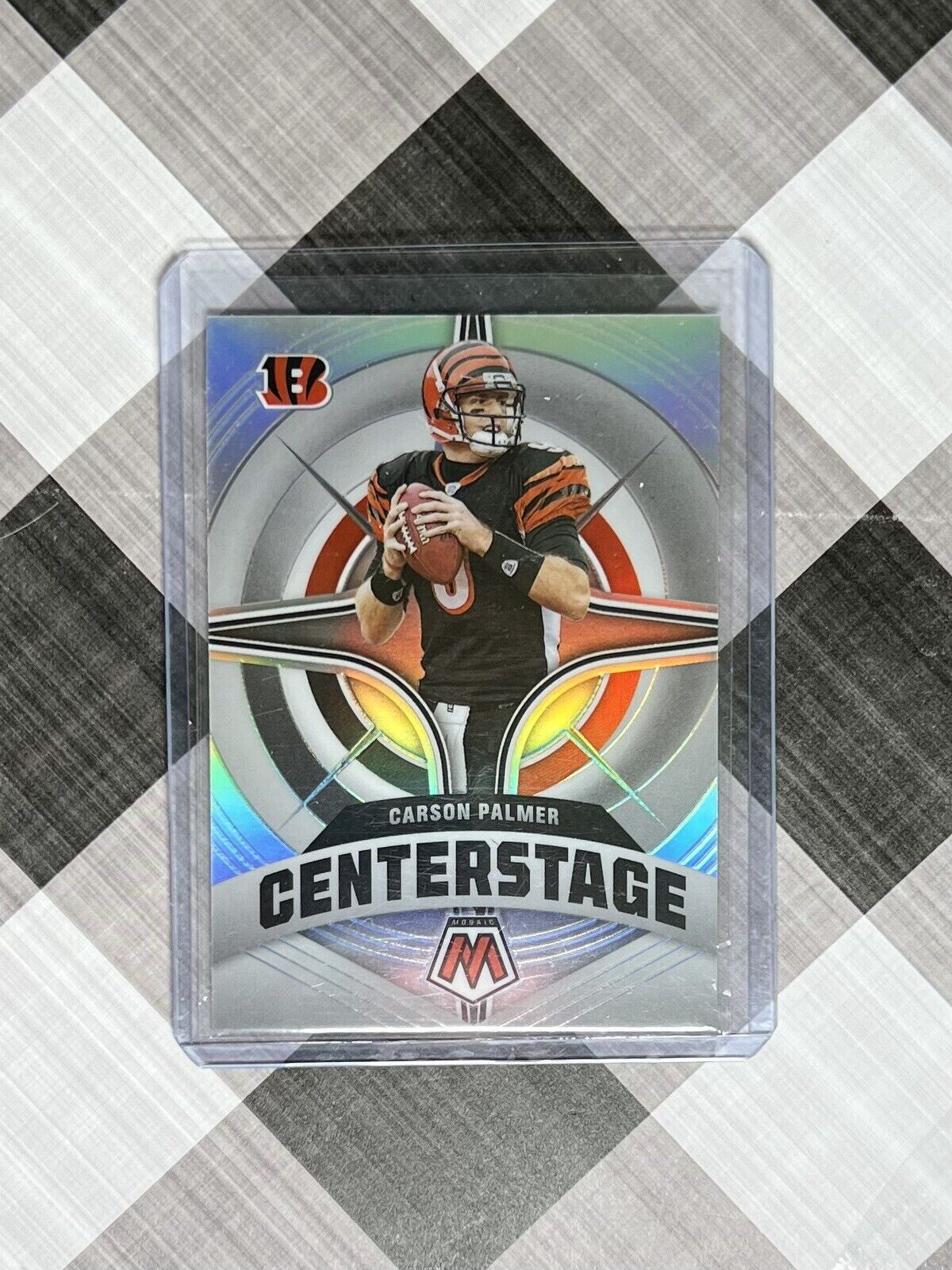 🔥2022 Mosaic CENTERSTAGE Silver Prizm #CS-15 Carson Palmer Cincinnati Bengals🔥