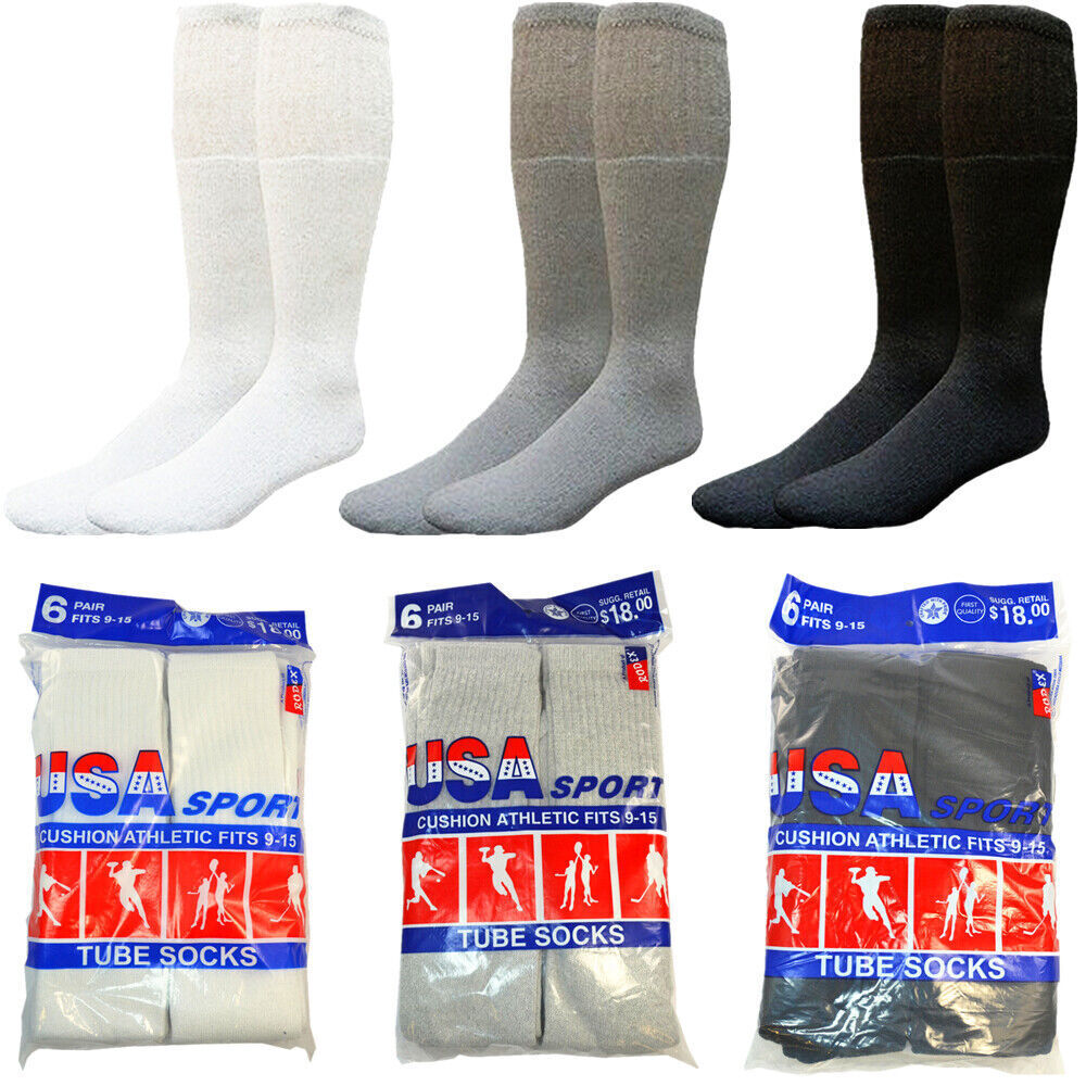 Wholesale Bulk Lot Men Tube Socks Over the Calf Big &amp;amp; Tall Size 9-15 10-15 13-16