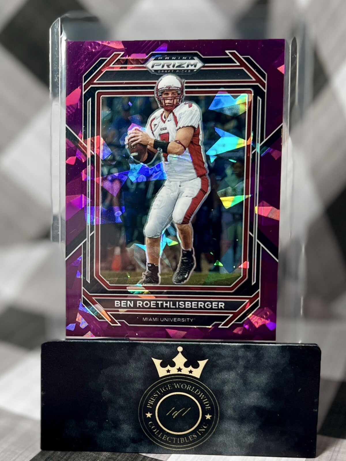 BEN ROETHLISBERGER 2023 PANINI PRIZM DRAFT PICKS PURPLE CRACKED ICE /149 #8 PIT