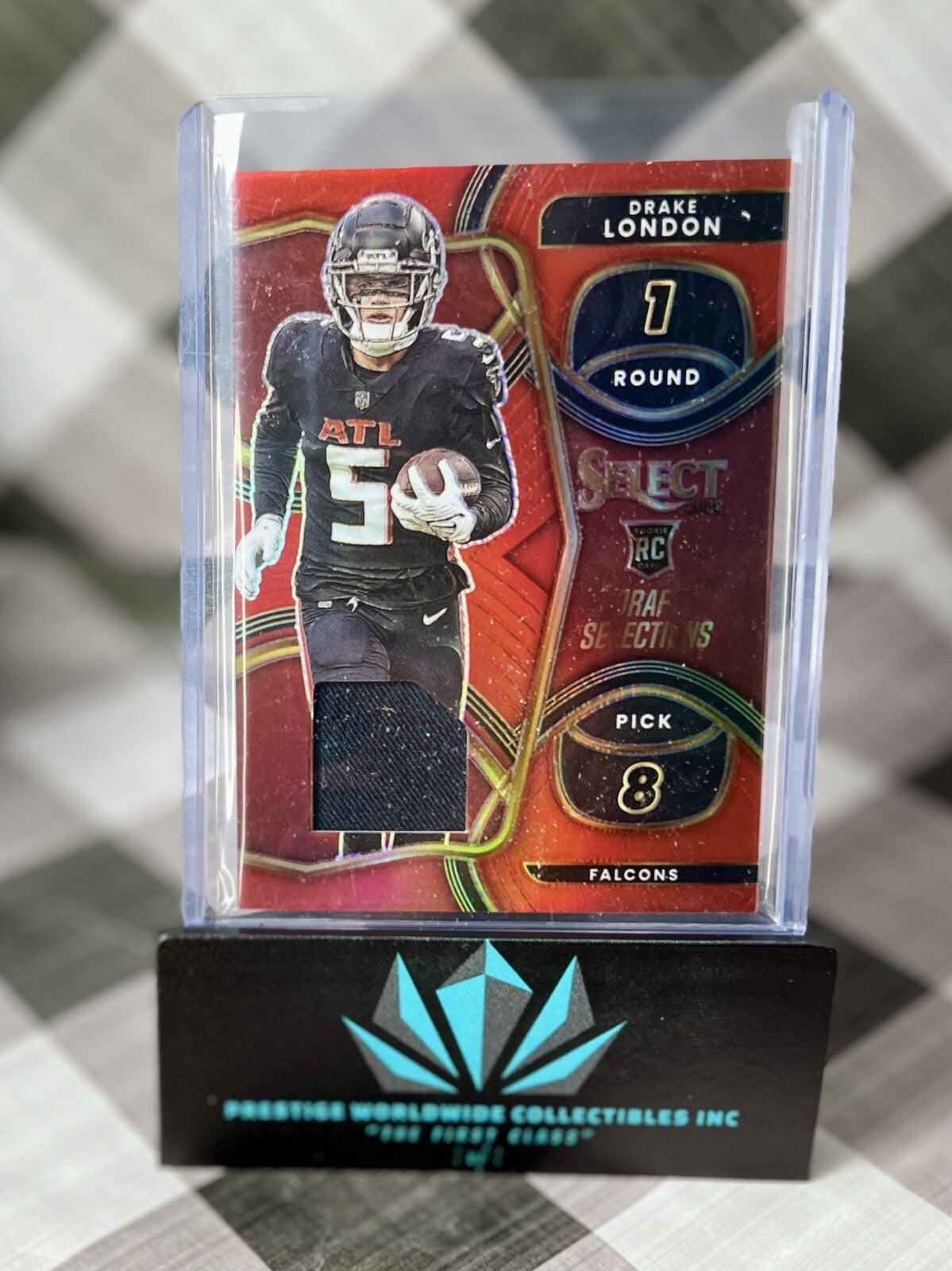 Drake London 2022 Select Draft Selections Red Prizm Patch Rookie #DS-6 Falcons