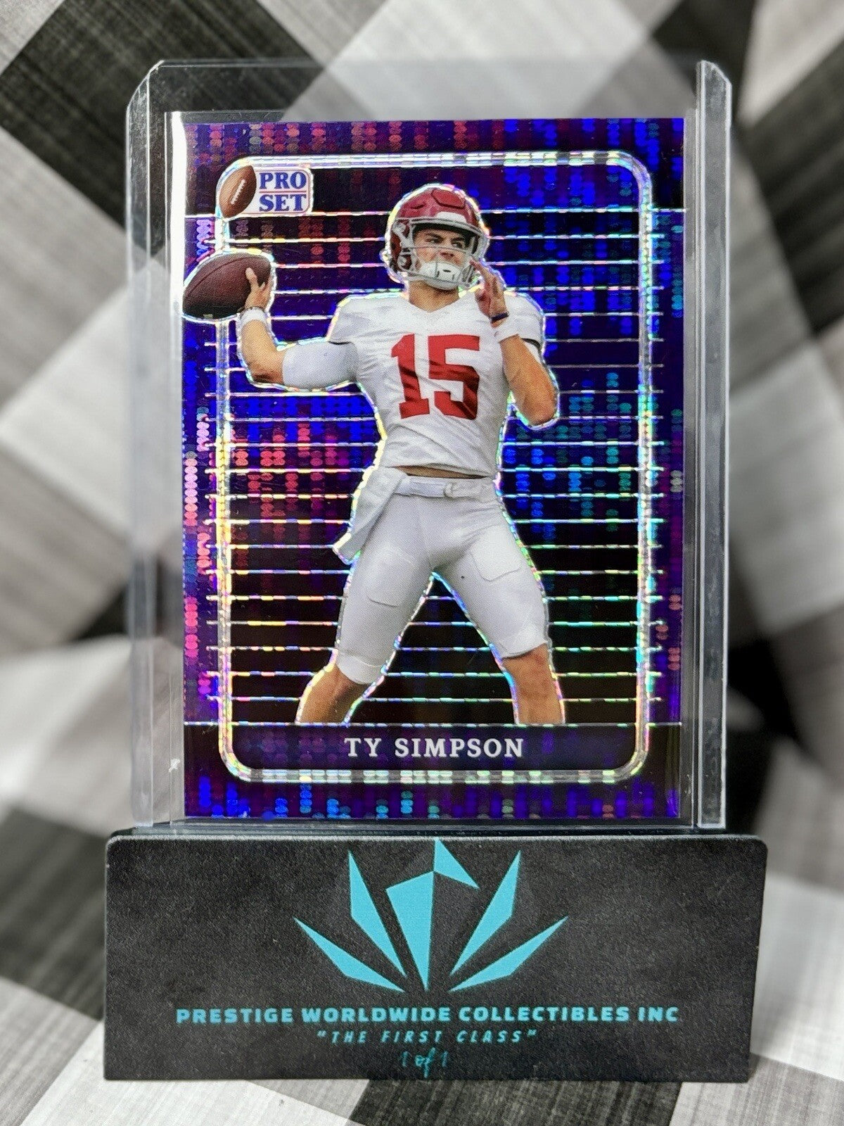 Ty Simpson 2023 Leaf Pro Set Football Rookie Black Crystal /4 #43 Alabama RC