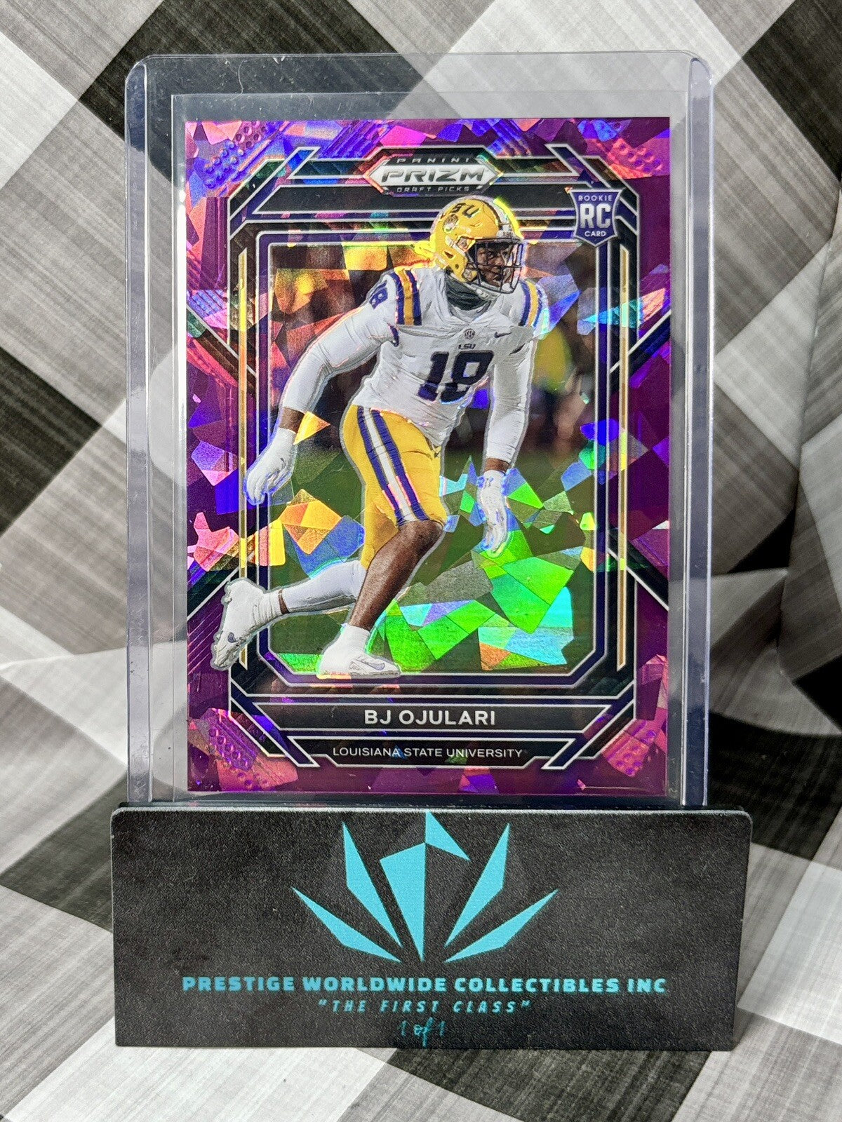 BJ Ojulari 2023 Prizm Draft Picks Purple Cracked Ice Rookie /149 #165 LSU &amp;amp; ARI