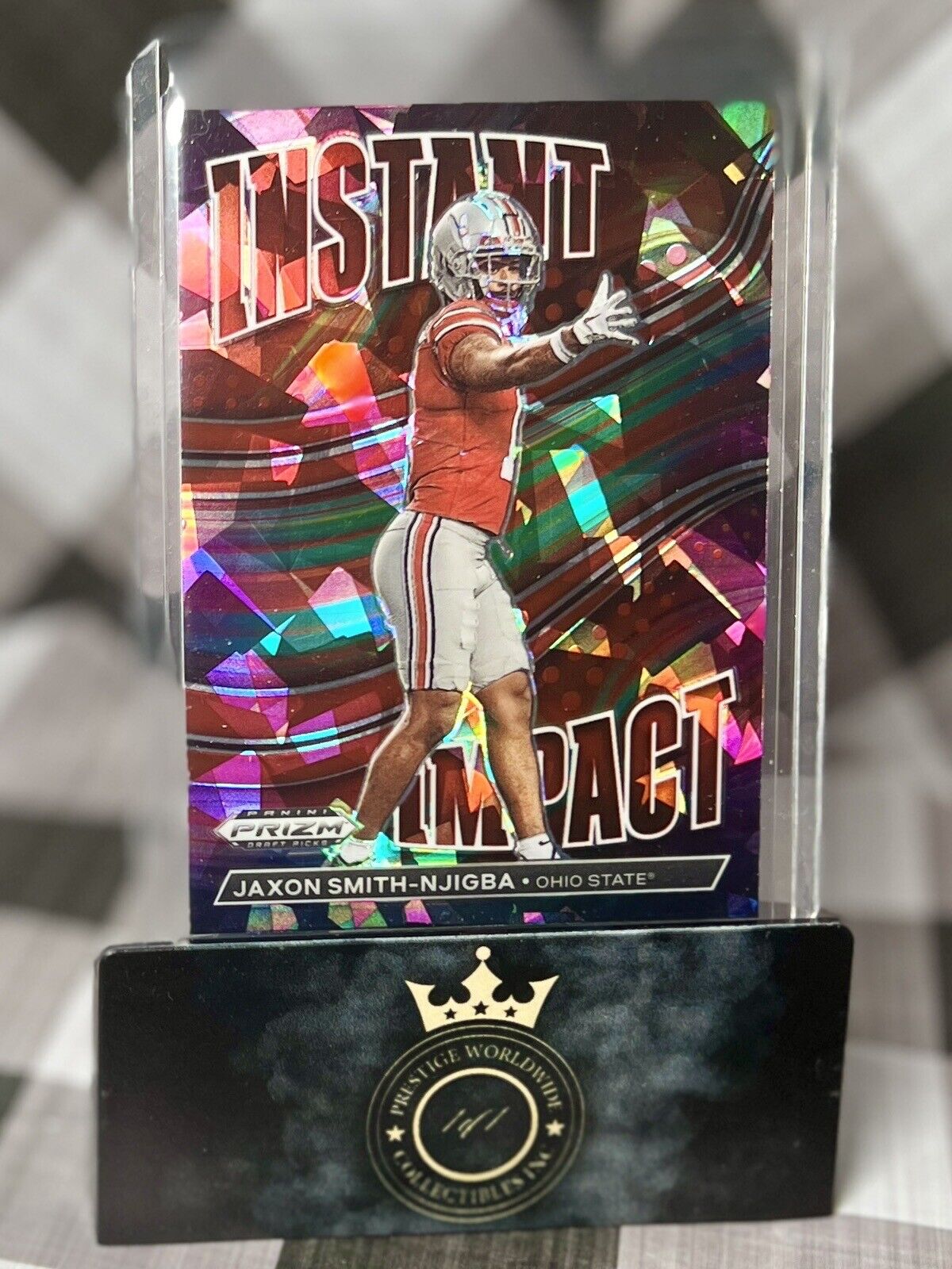 Jaxon Smith-Njigba 2023 Prizm Draft Picks Red Ice Instant Impact #II-8 OSU &amp;amp; SEA