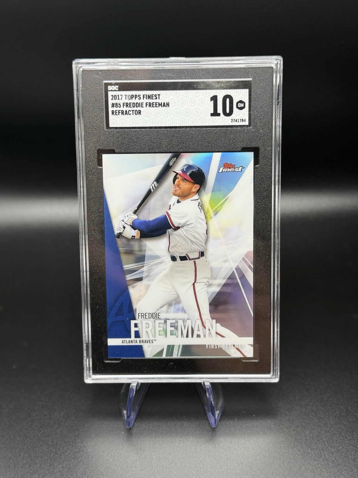 2017 Topps Finest Freddie Freeman Refractor #85 SGC 10 Gem Mint Braves