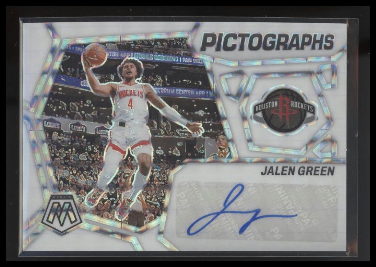 2023-24 Panini Mosaic #PM-GRE Jalen Green Pictographs Mosaic White #/25