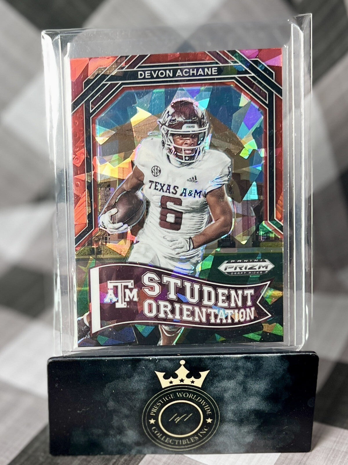 Devon Achane 2023 Prizm Draft Picks Red Ice Student Orientation Rookie #SO13 MIA