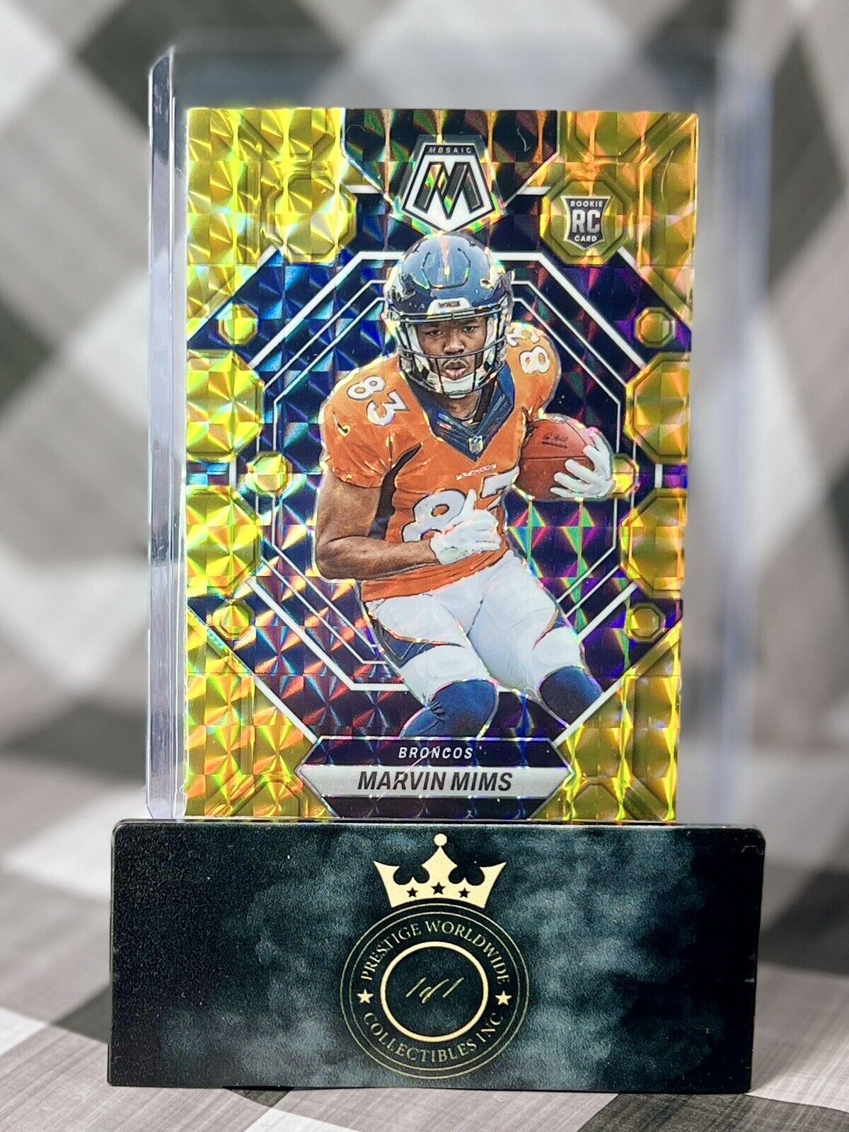 Marvin Mims 2023 Panini Mosaic Yellow Reactive Rookie #346 Denver Broncos RC