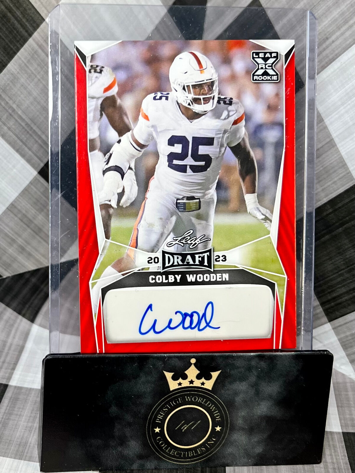 Colby Wooden 2023 Leaf Draft Red Rookie Auto #BA-CW1