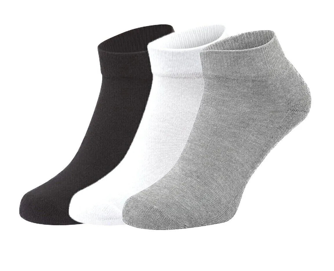 Ankle Socks Unisex Classic Premium Cotton Mens Womens Solid Low Cut Size 9-13