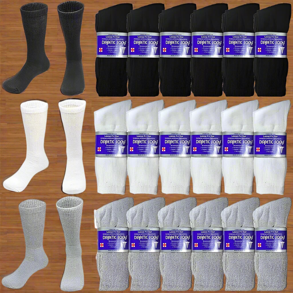 Wholesale Bulk Mens Diabetic Crew Socks Health Circulatory Size 9-11,10-13,13-15
