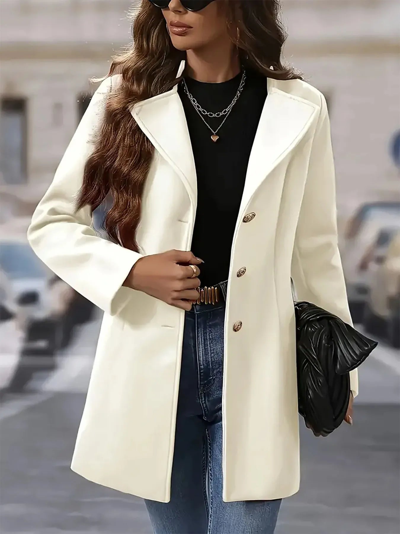 Single-Breasted Longline Blazer Coat