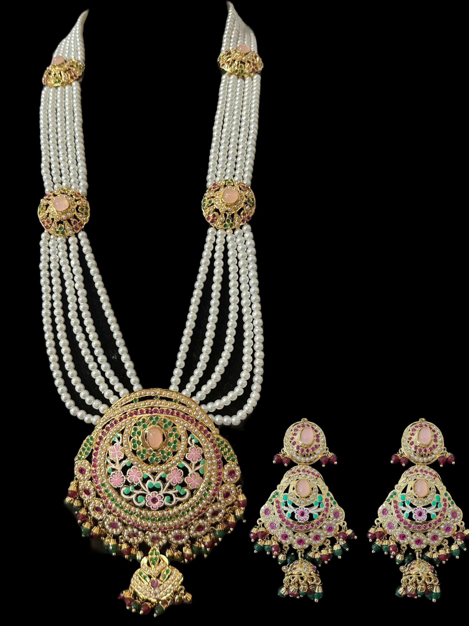 DLN126 Arshi jadau meena long Rani haar - Multicolor ( SHIPS IN 4 WEEKS )