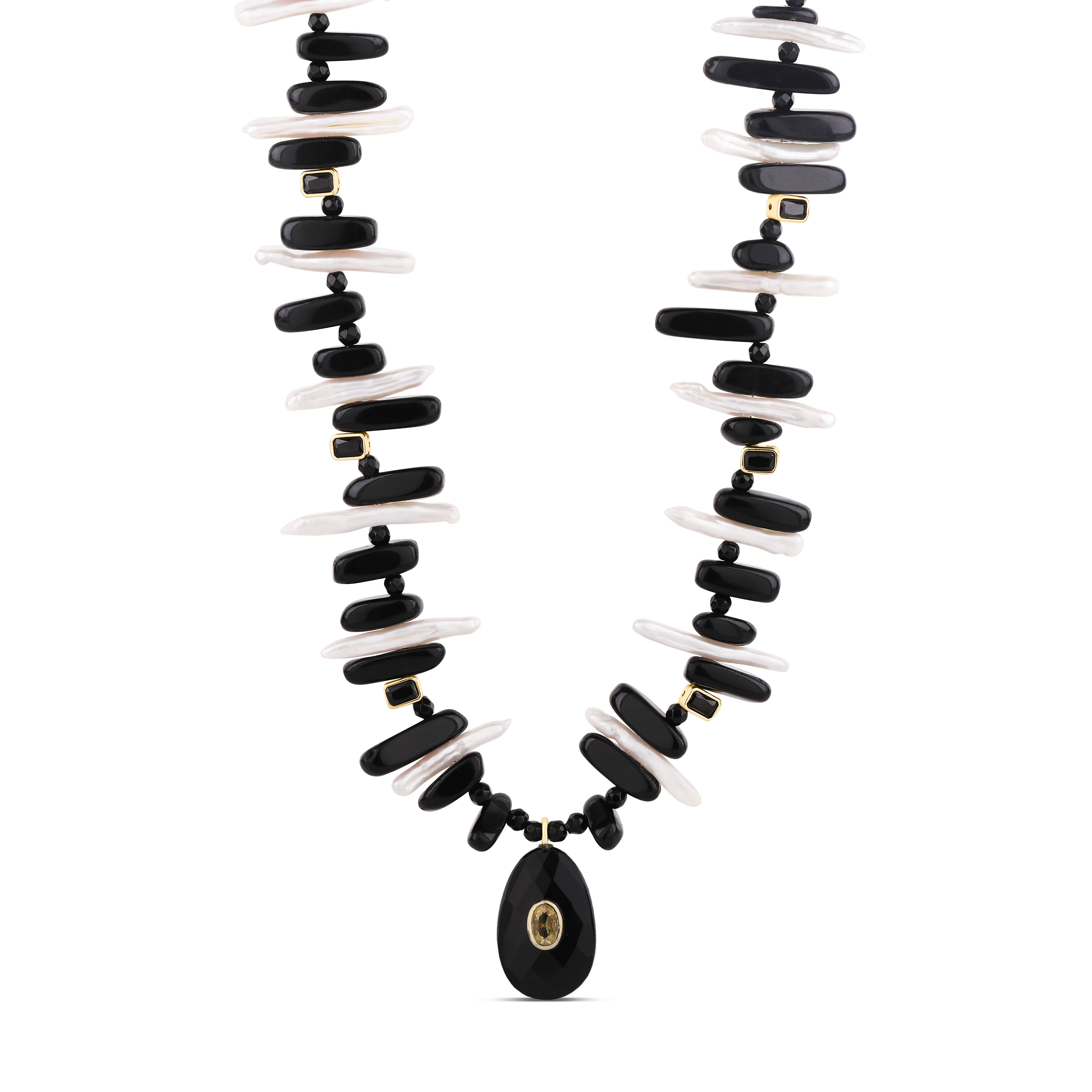 Onyx &amp;amp; Baroque Pearl Statement Necklace