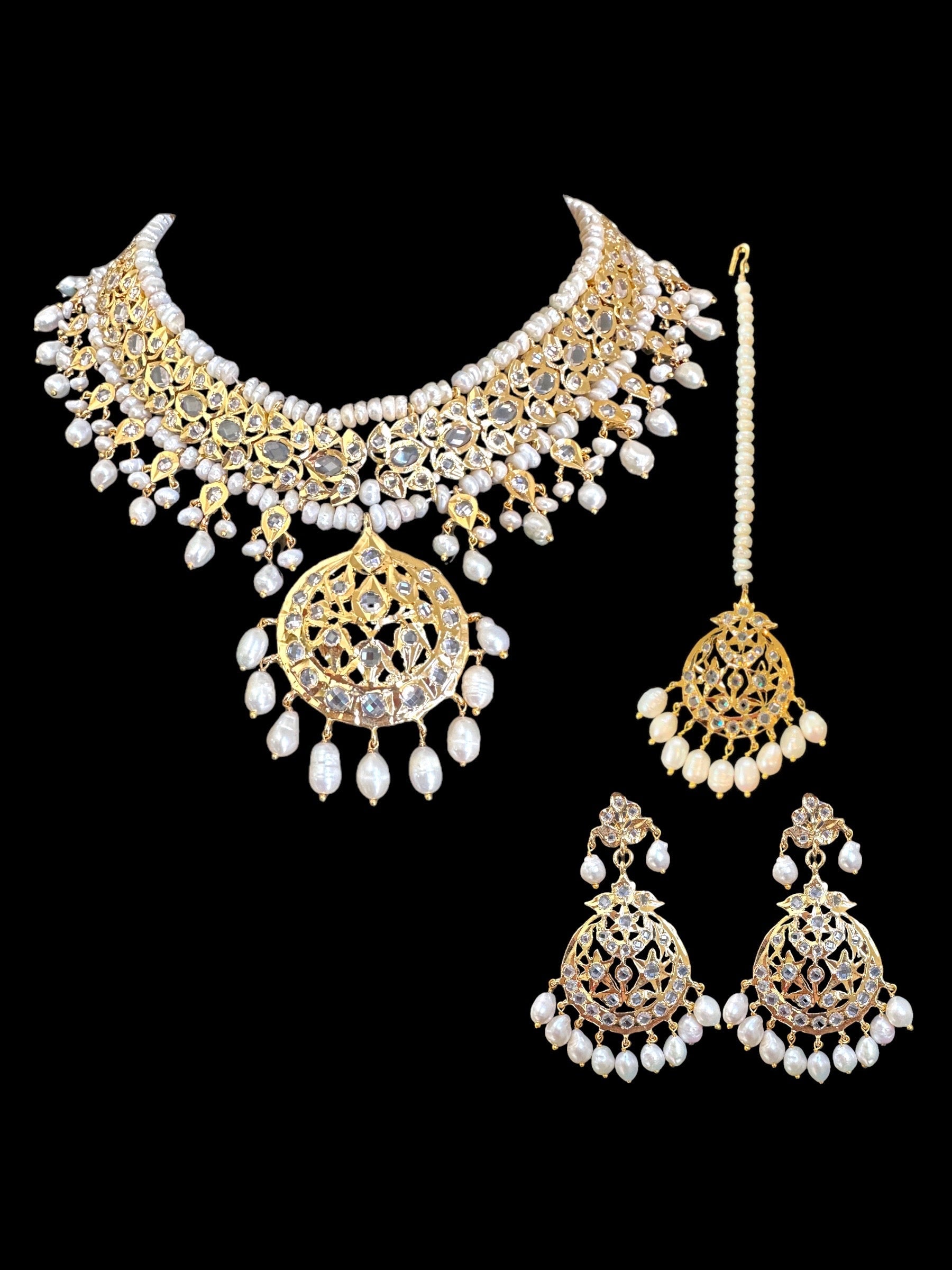 BR318 Neema bridal set in fresh water pearls ( SHIPS IN 4 WEEKS )