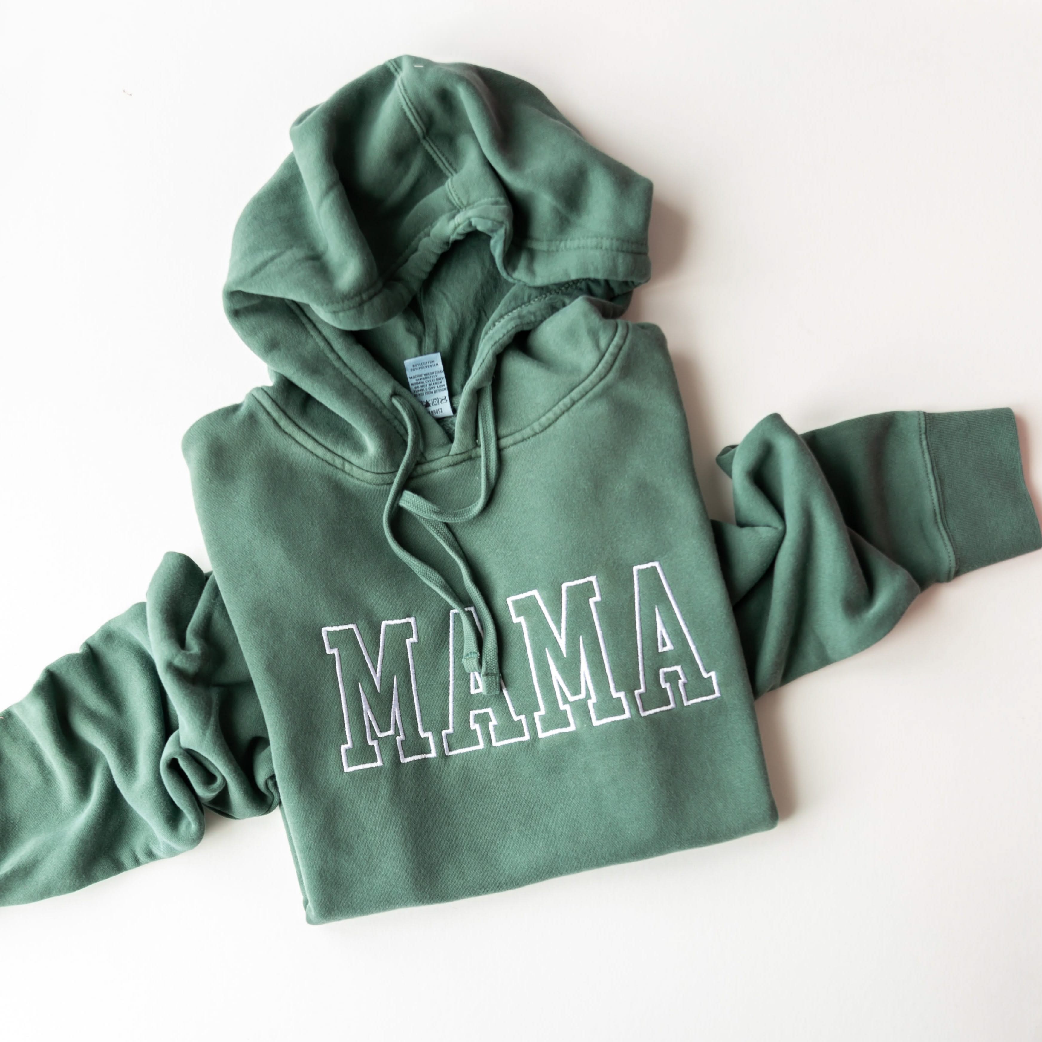 Embroidered PIGMENT Hoodie - MAMA - Outline