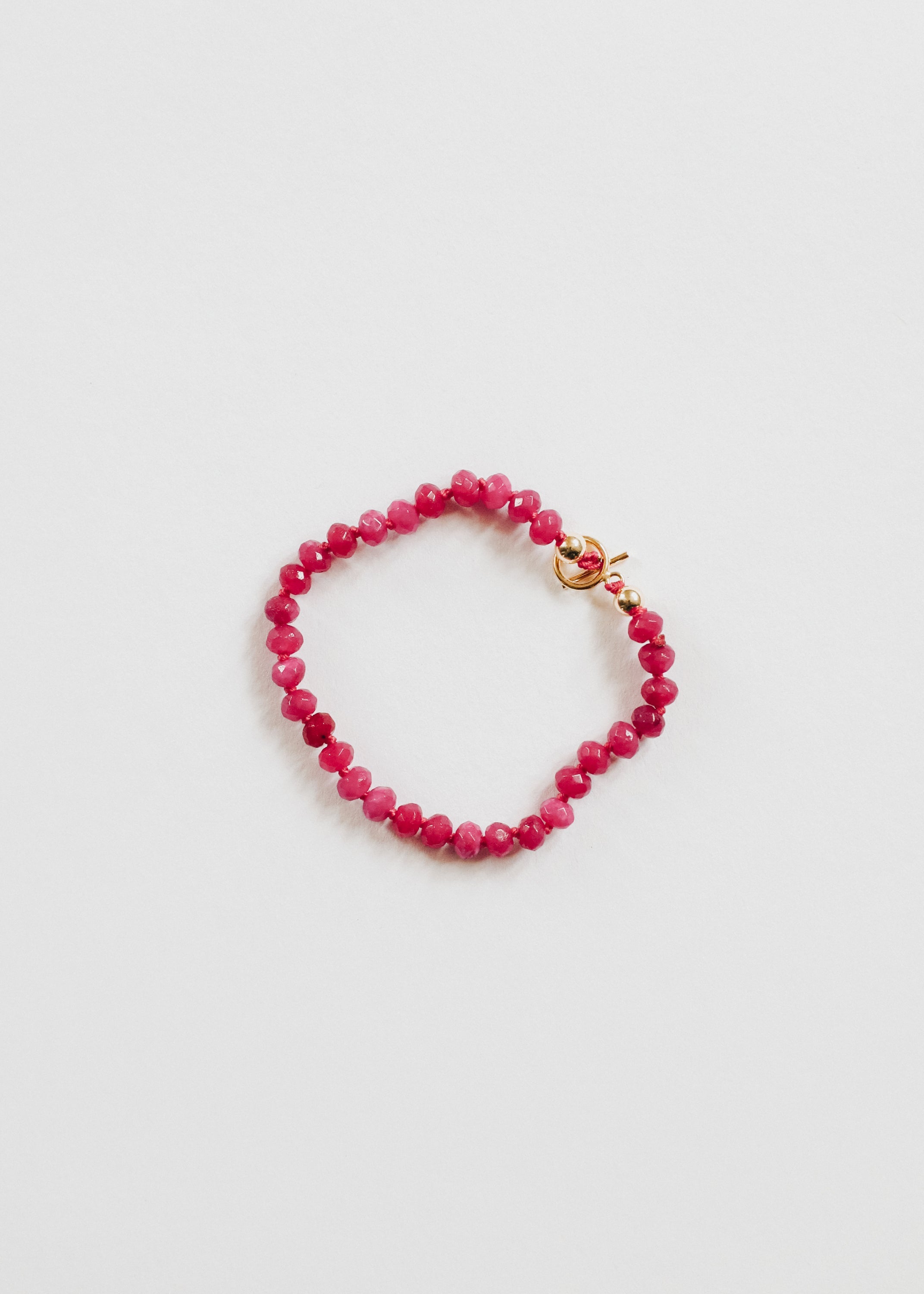 Pink Jade + 14k Gold Filled Toggle || Gemstone Bracelet or Anklet