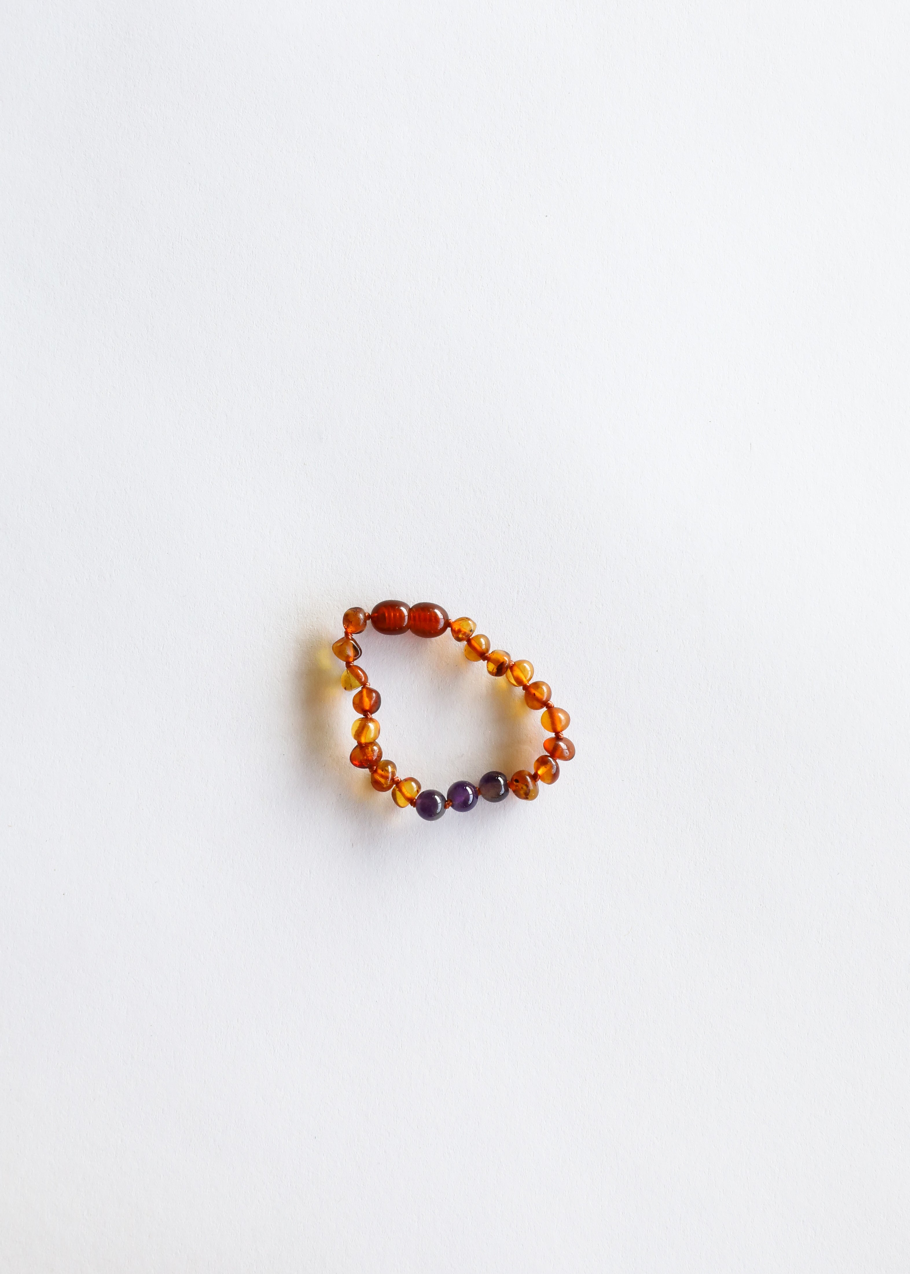 Polished Cognac Baltic Amber + Amethyst || Anklet or Bracelet