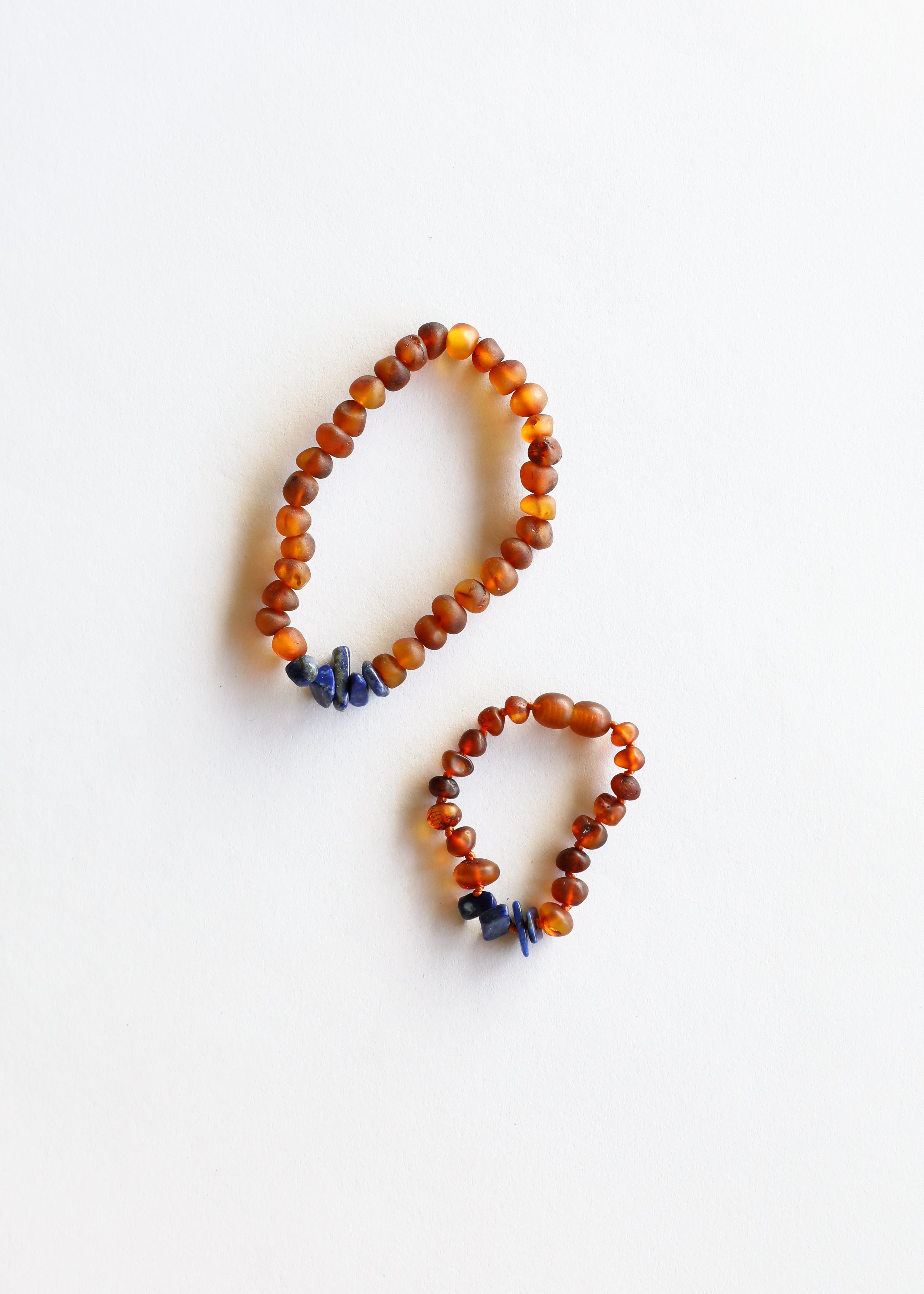 Raw Cognac Baltic Amber + Lapis Lazuli || Bracelet Set
