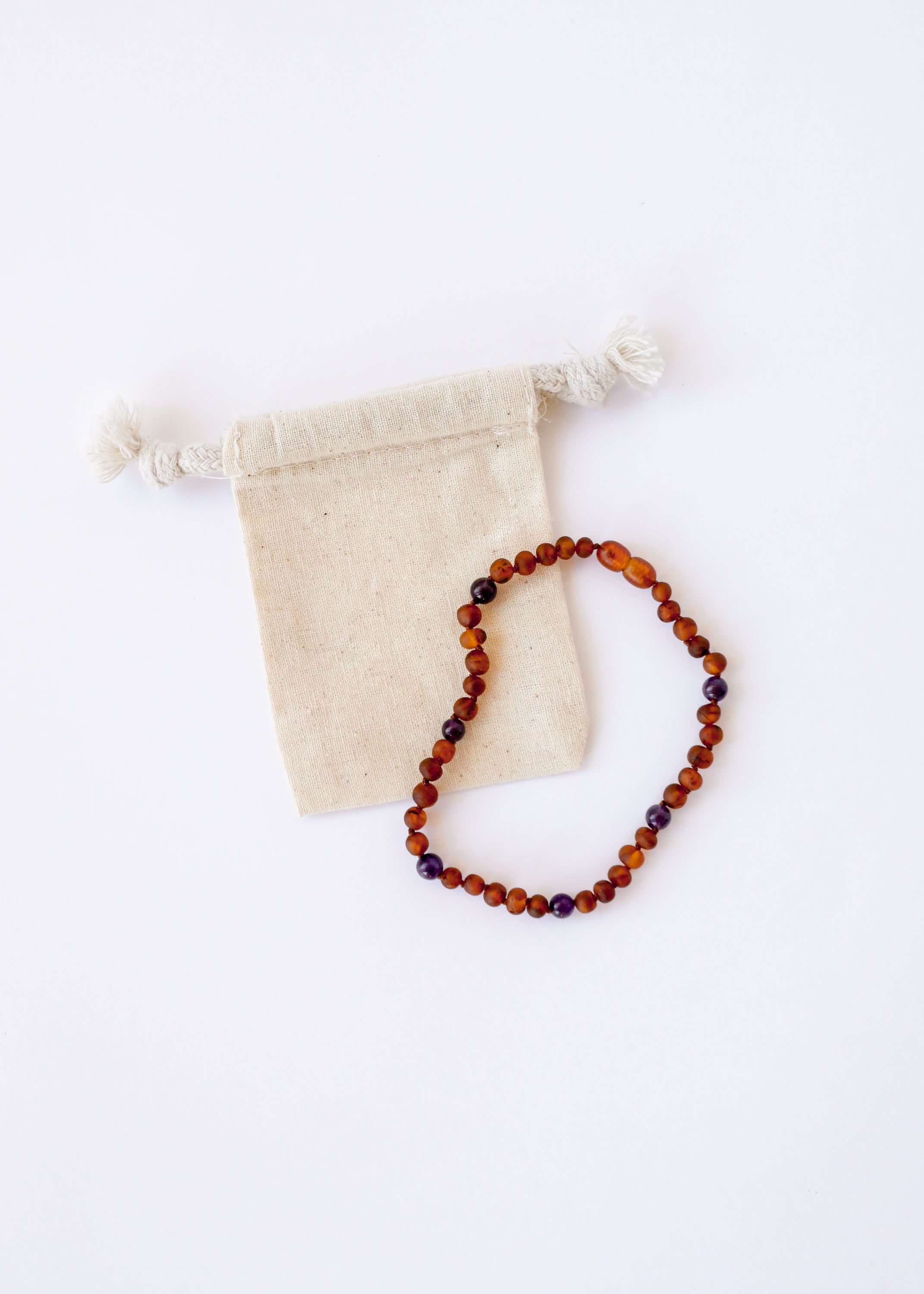 Raw Cognac Baltic Amber + Amethyst || Halo Necklace ||