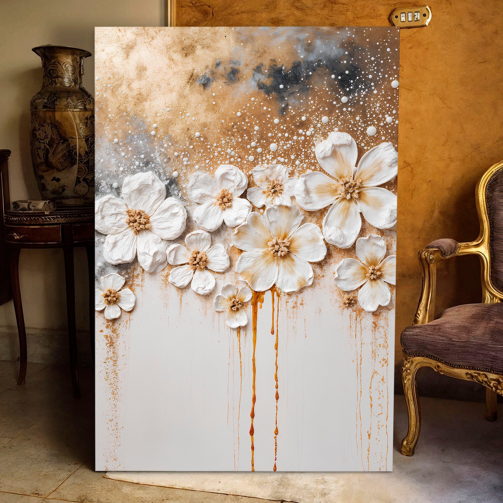 Gold Floral Wall Art