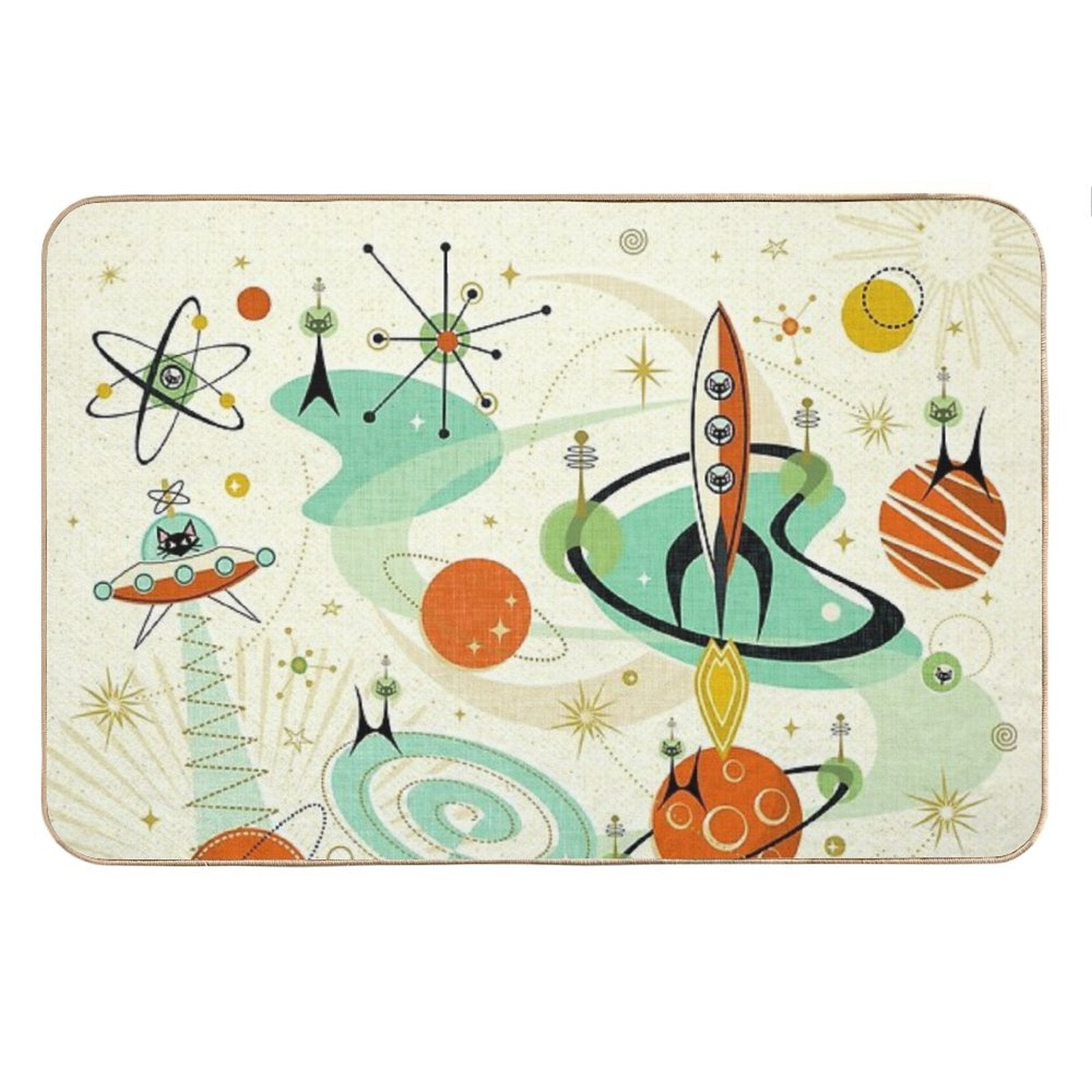 Atomic Cats in Space ©studioxtine Bath Mat