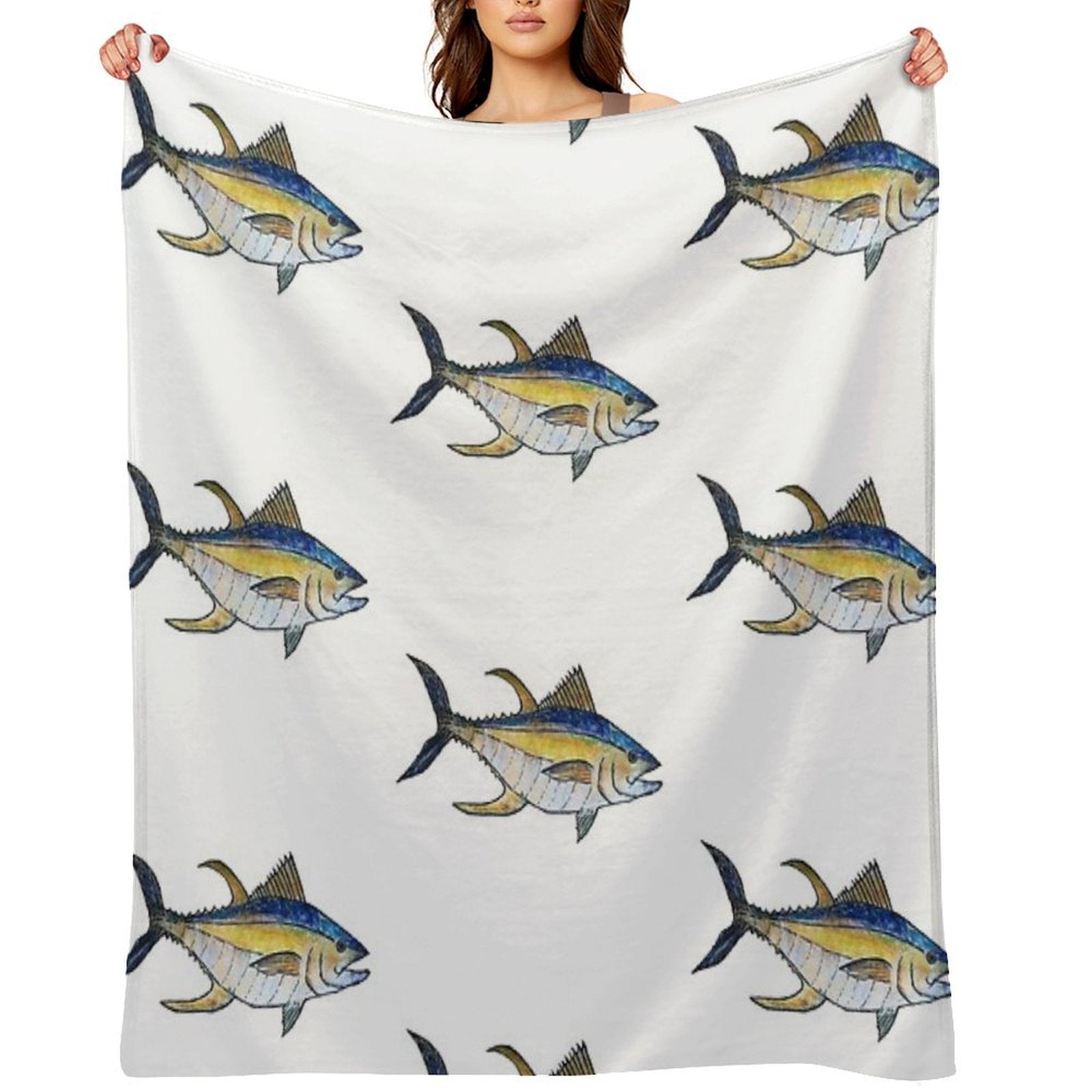 Yellowfin Tuna Fish Throw Blanket
