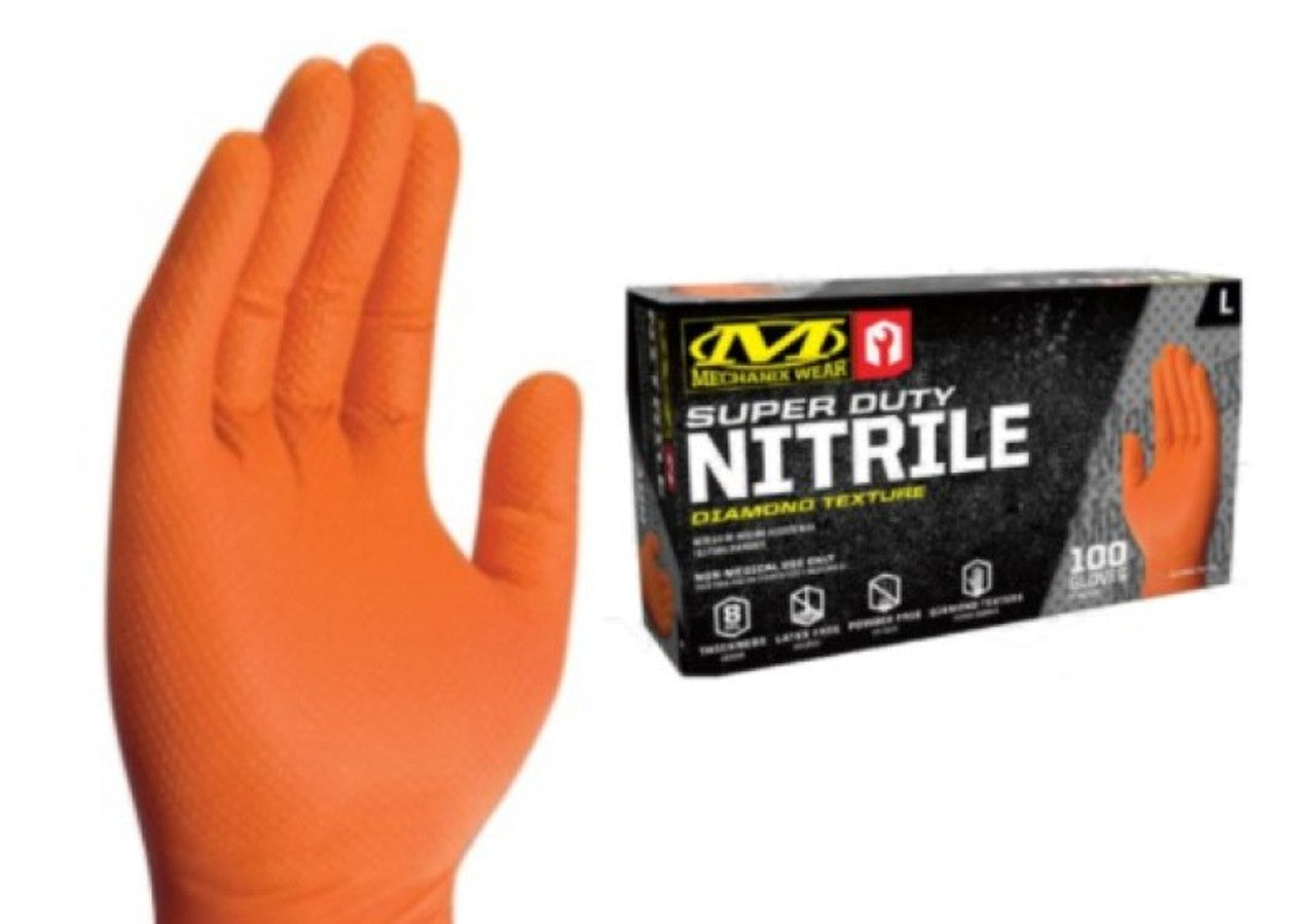 MECHANIX WEAR Diposable Gloves, Nitrile, Orange, 100 PK