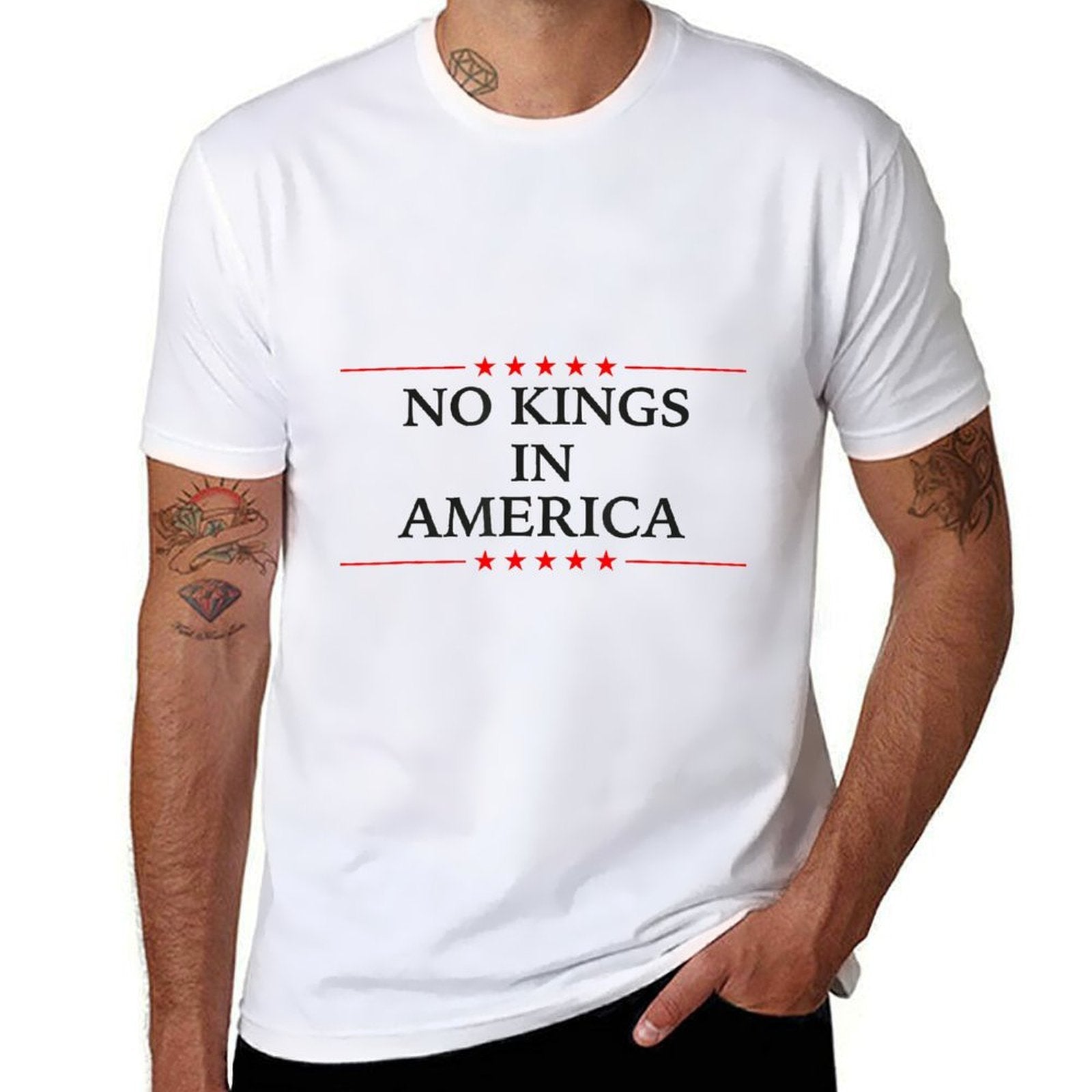 No Kings in America Flag Protest Save Democracy  Soft T-Shirt