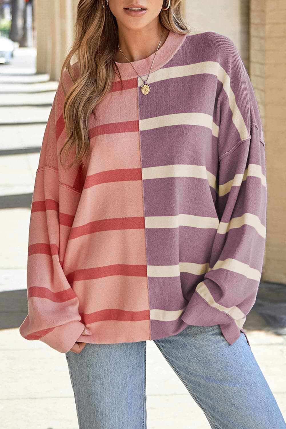 Trendsi Chic striped long sleeve top