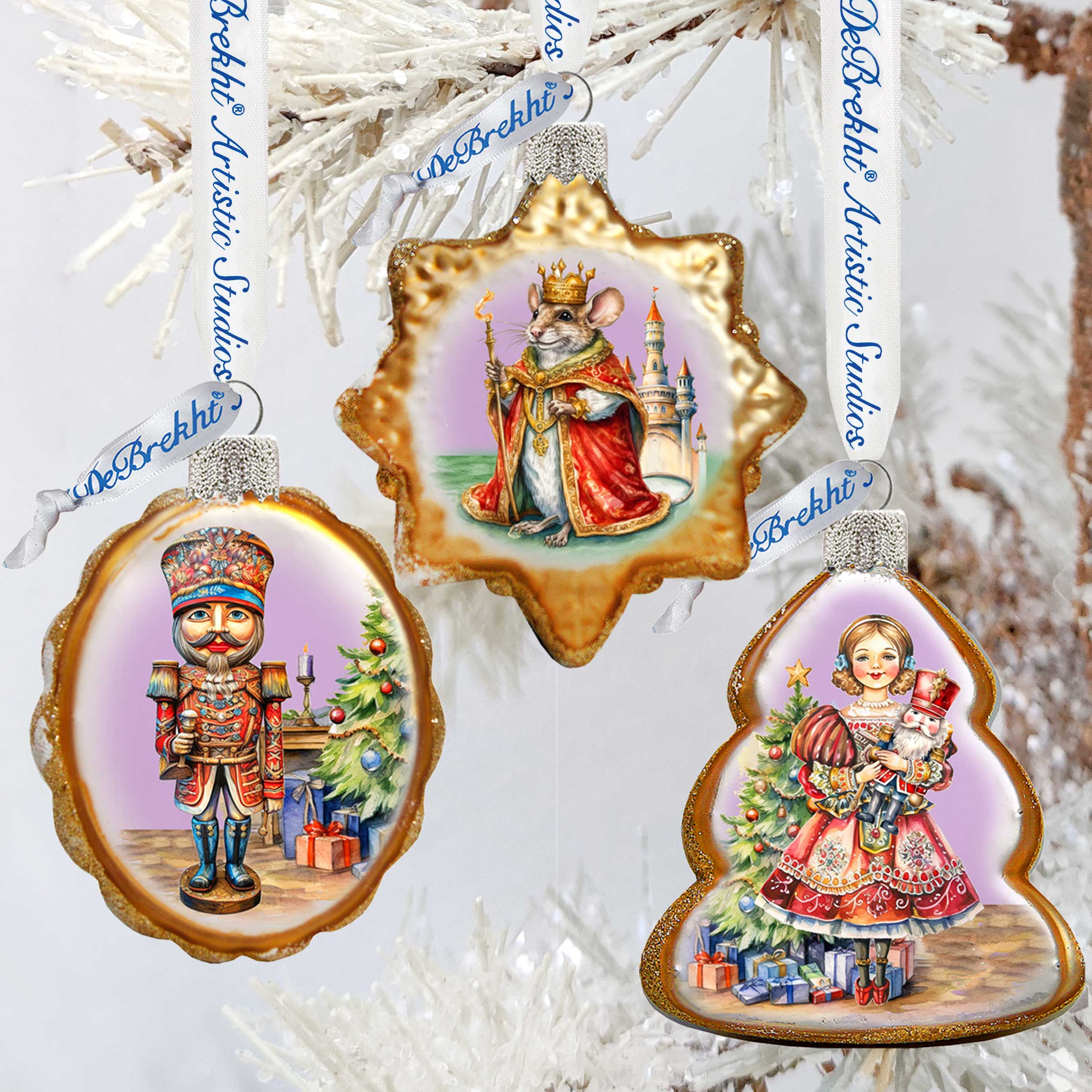 Nutcracker Mercury Glass Ornaments Set of 3 by G. Debrekht - Christmas Decor - 770149S3